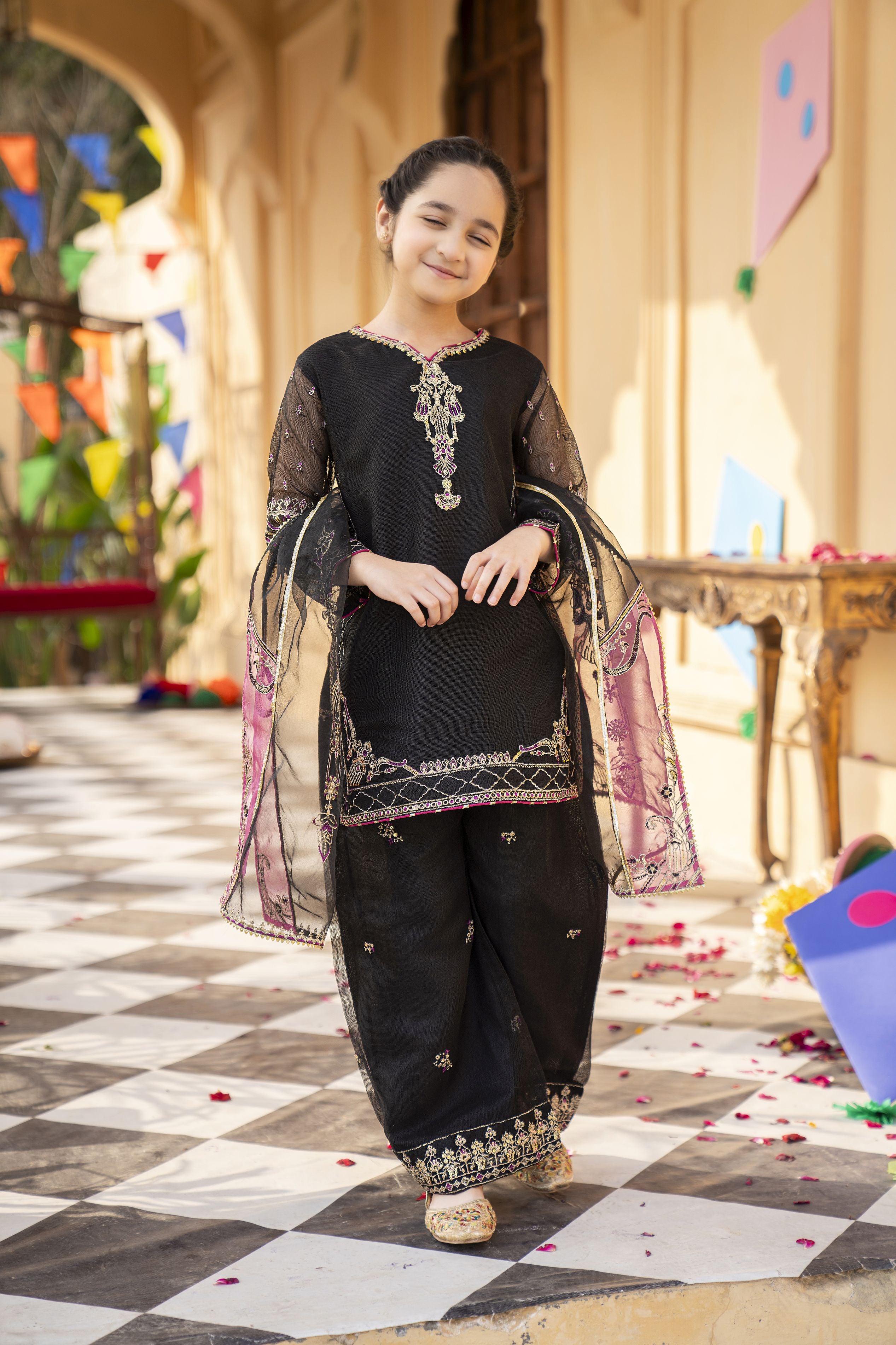 3pc Festive Girls Dress by ARWAH AG16