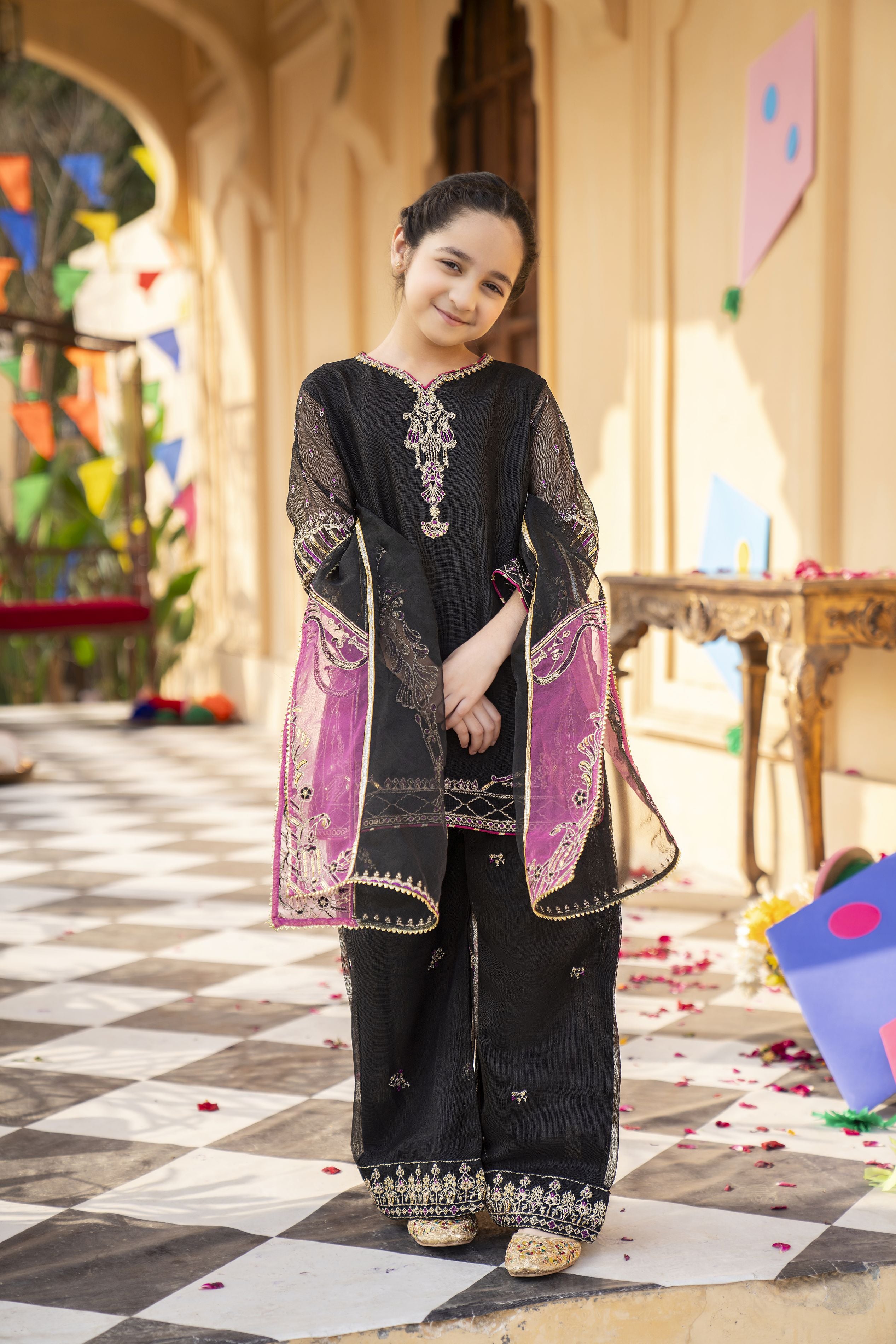 3pc Festive Girls Dress by ARWAH AG16