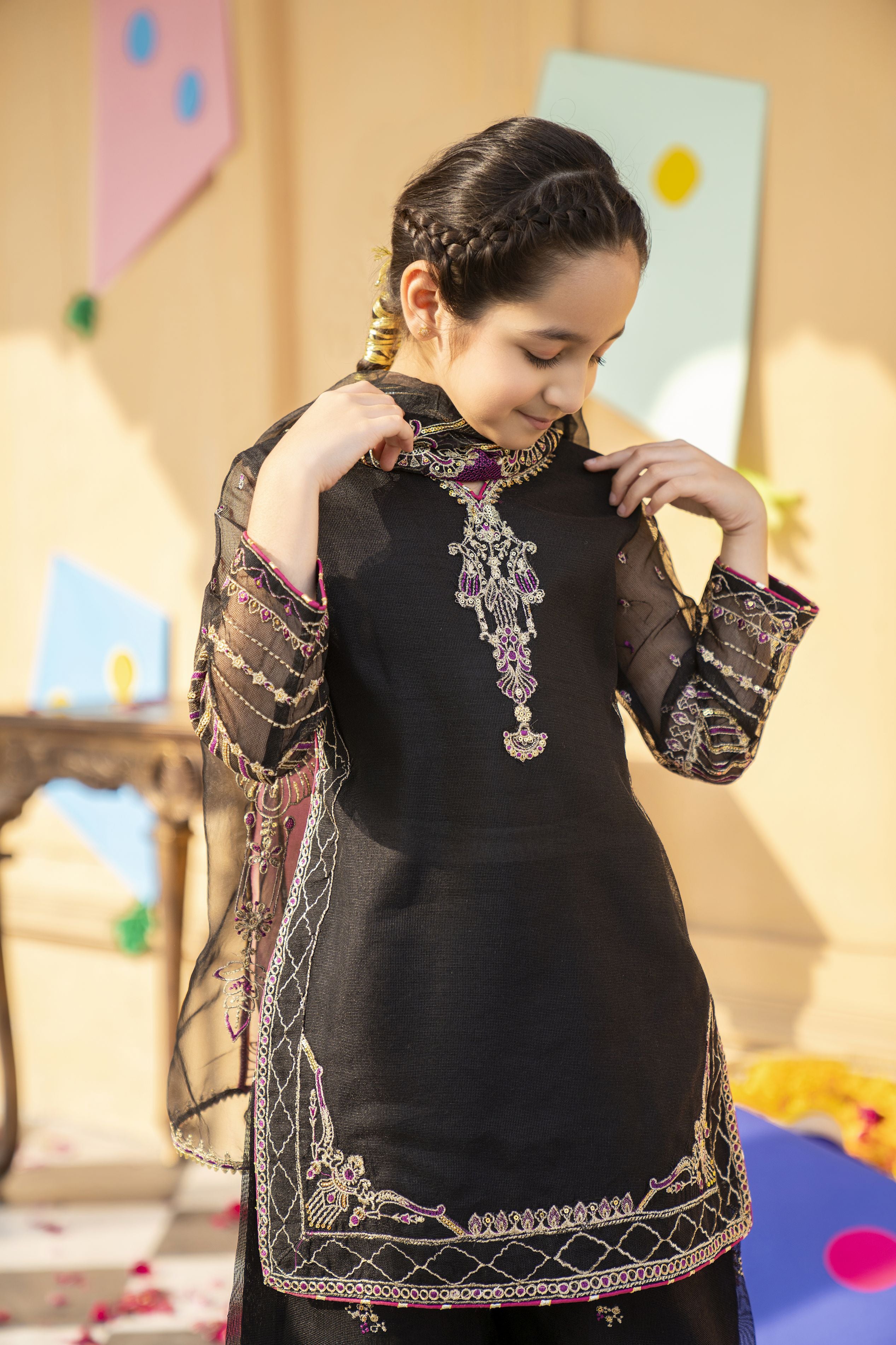 3pc Festive Girls Dress by ARWAH AG16