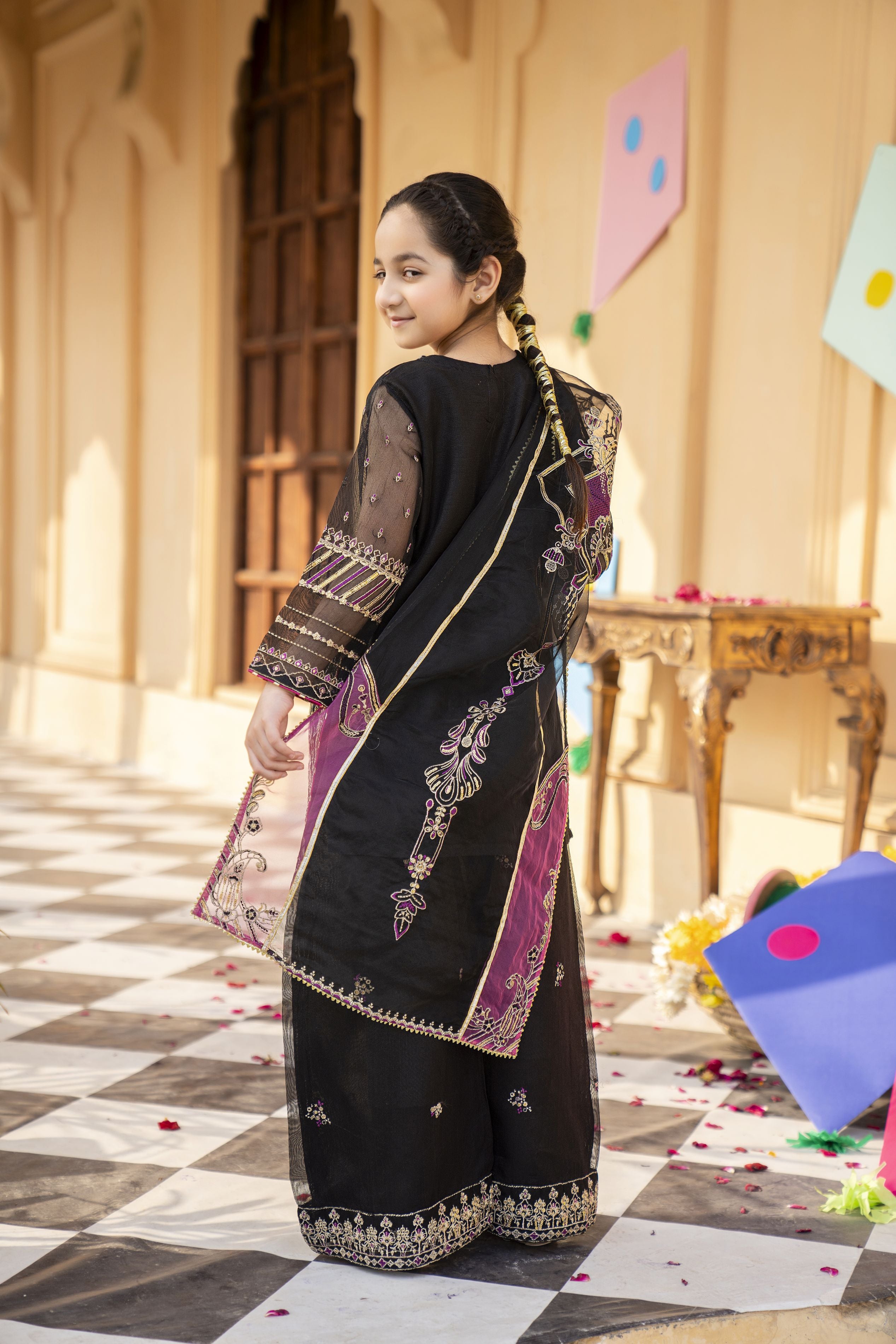 3pc Festive Girls Dress by ARWAH AG16
