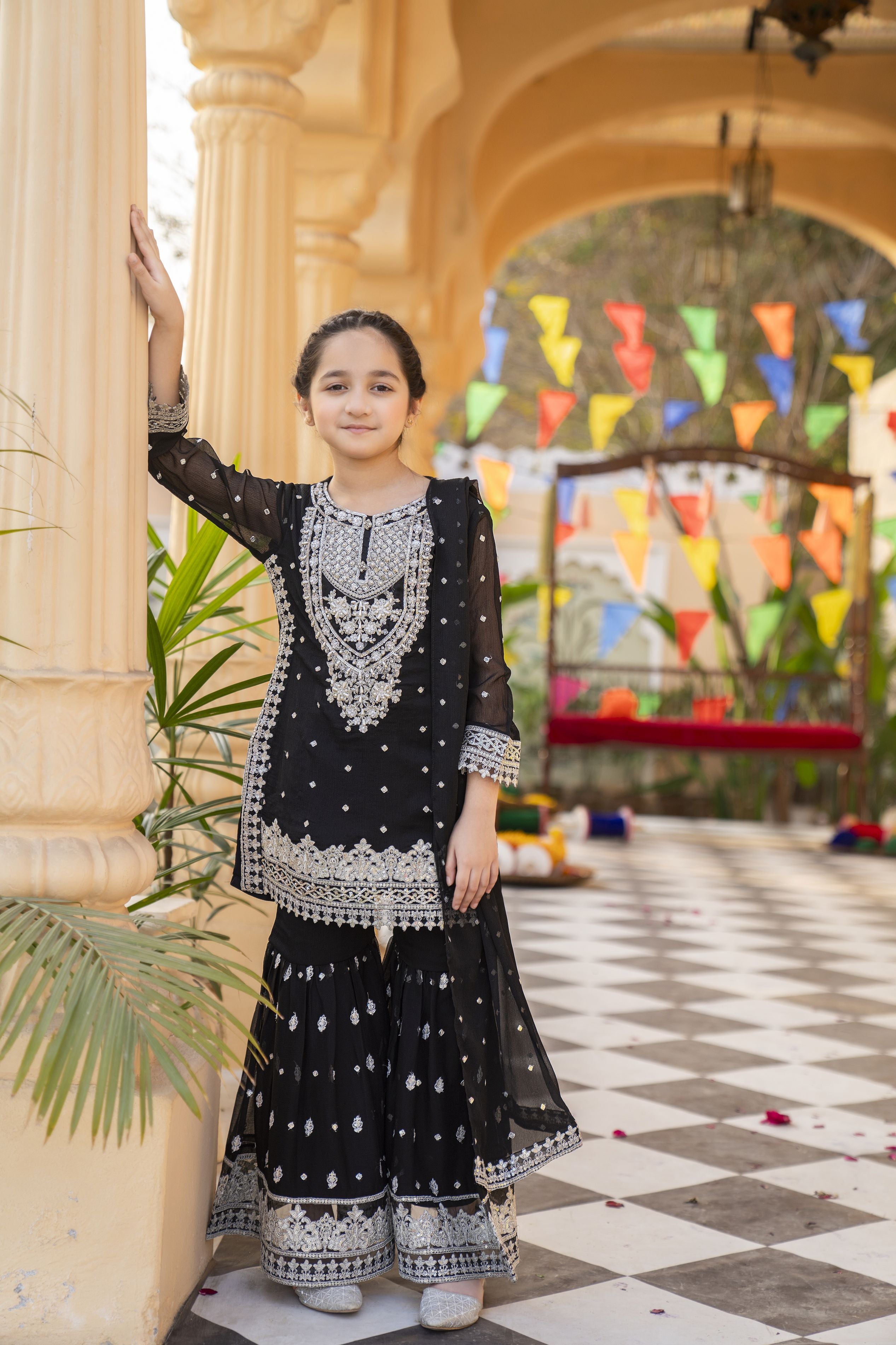3pc Festive Girls Dress by ARWAH AG13