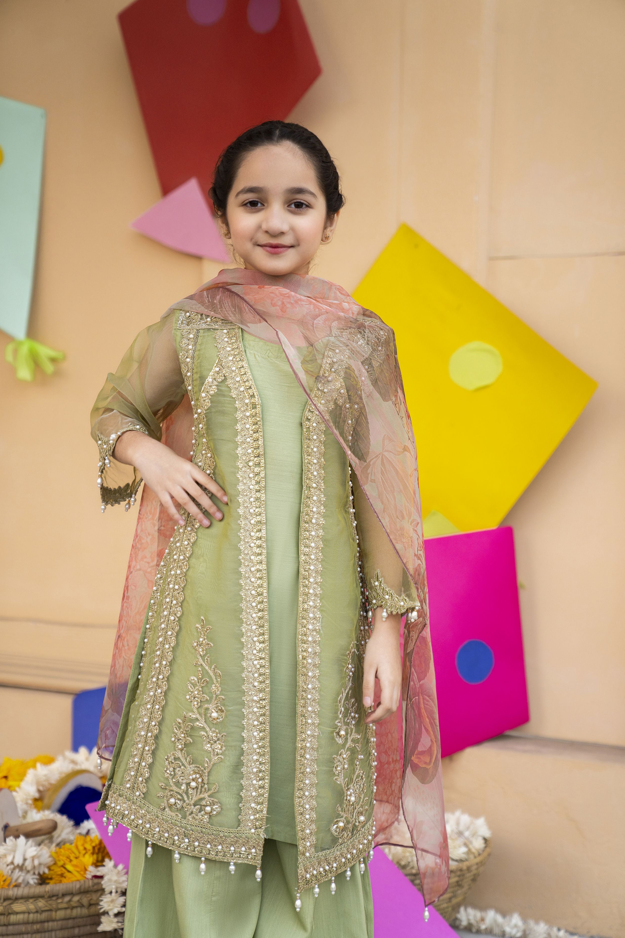 3pc Festive Girls Dress by ARWAH AG11