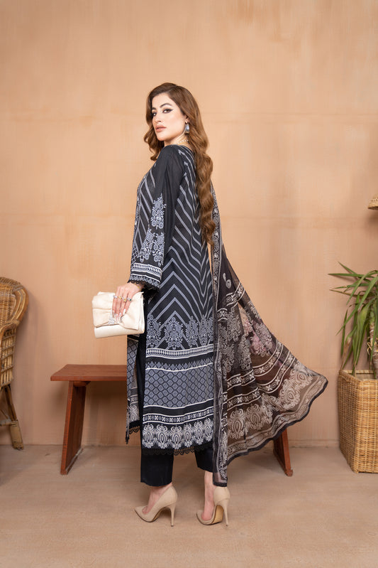 3pc Lawn Printed Dress by Aabpara 03