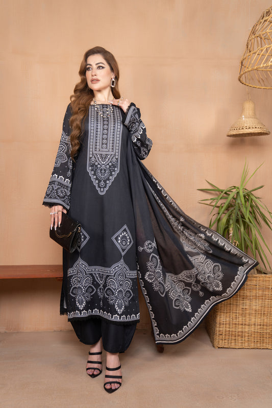 3pc Lawn Printed Dress by Aabpara 04