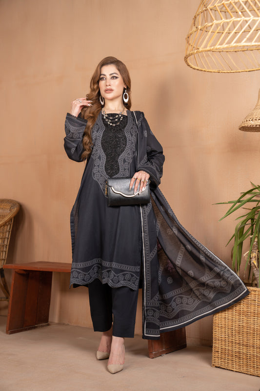3pc Lawn Embroidered Dress by Aabpara 05