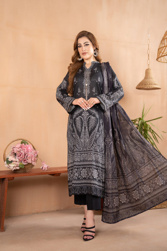 3pc Lawn Embroidered Dress by Aabpara 06