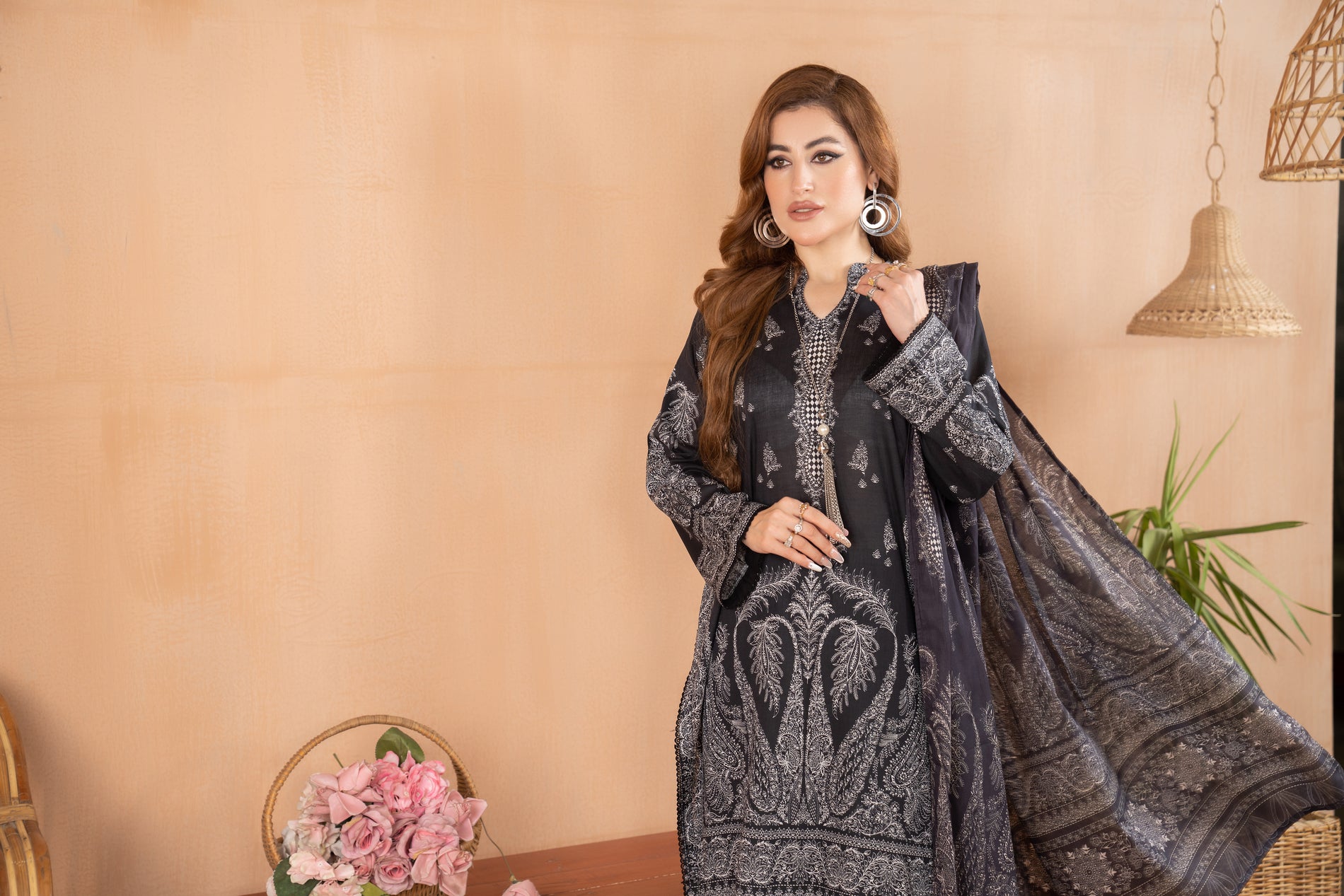 3pc Lawn Embroidered Dress by Aabpara 06