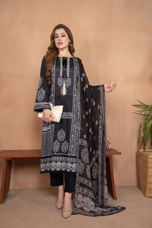 3pc Lawn Printed Dress by Aabpara 03