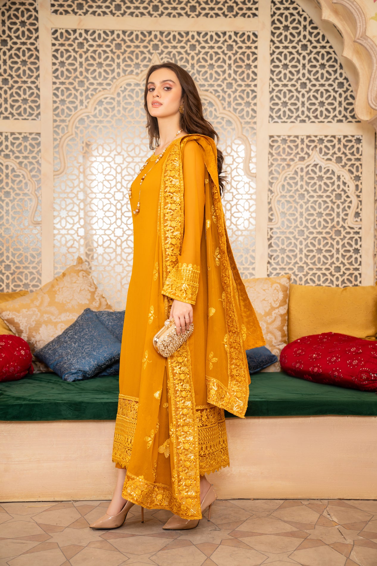 Chiffon Embroidered Formal Dress by Aleezay AZA11