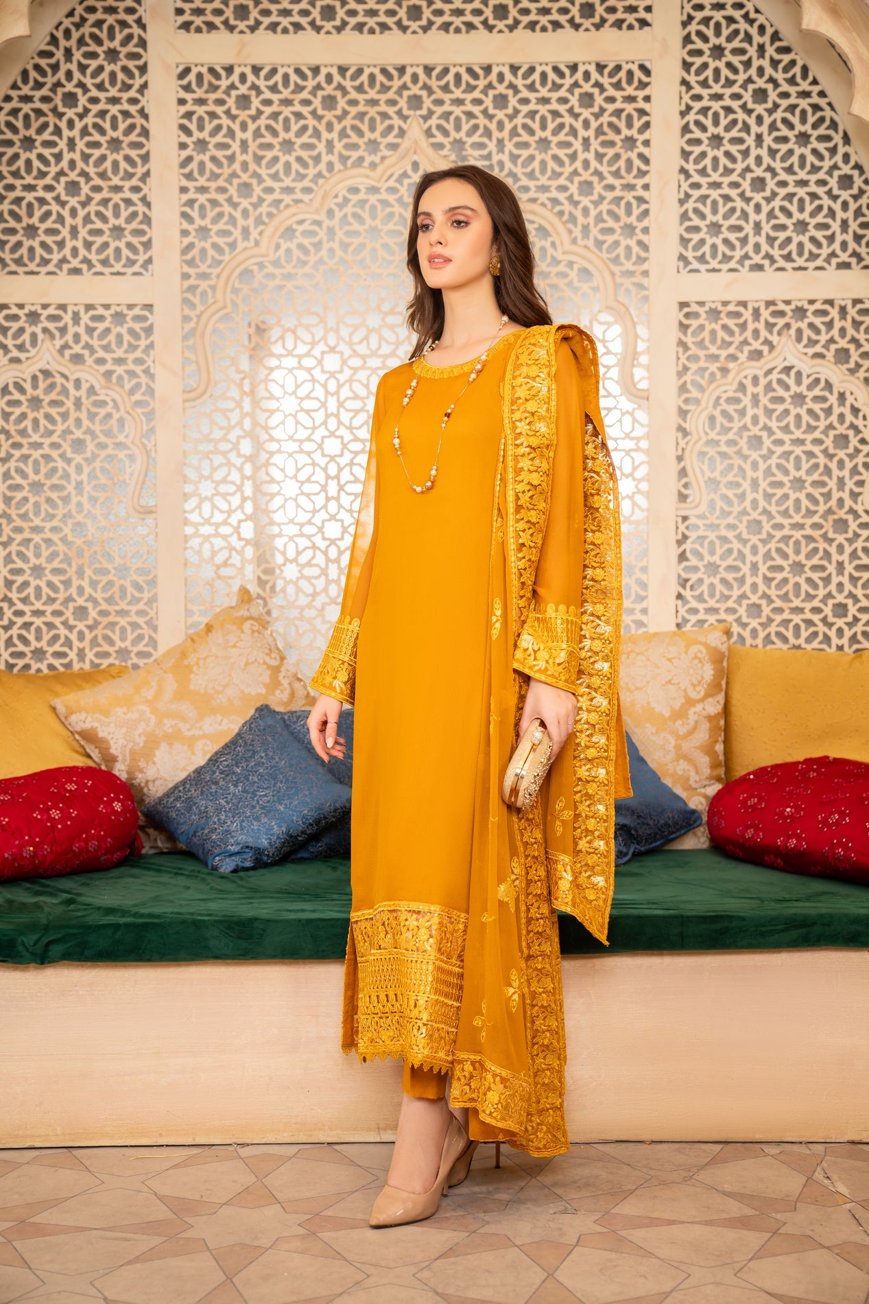 Chiffon Embroidered Formal Dress by Aleezay AZA11