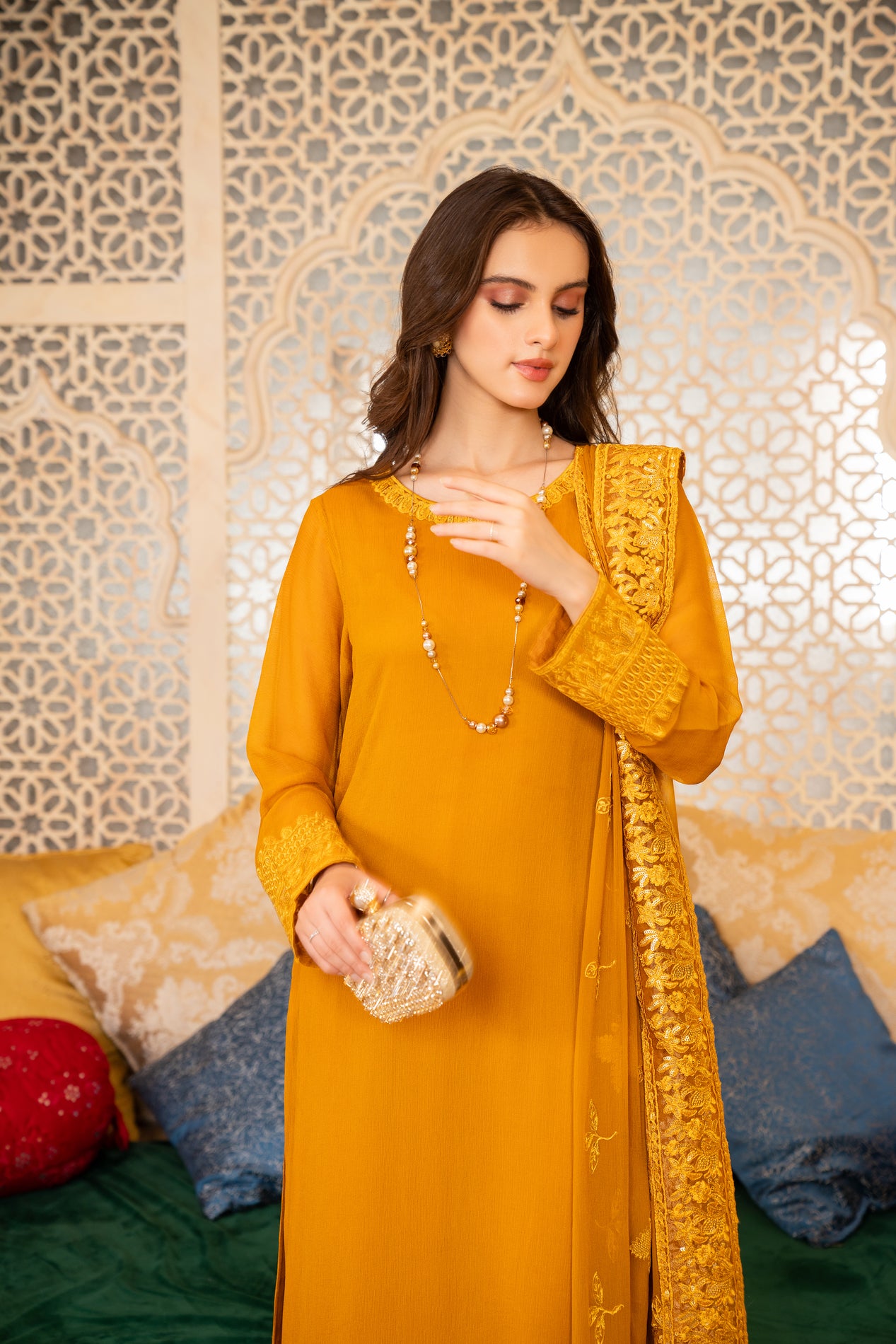 Chiffon Embroidered Formal Dress by Aleezay AZA11