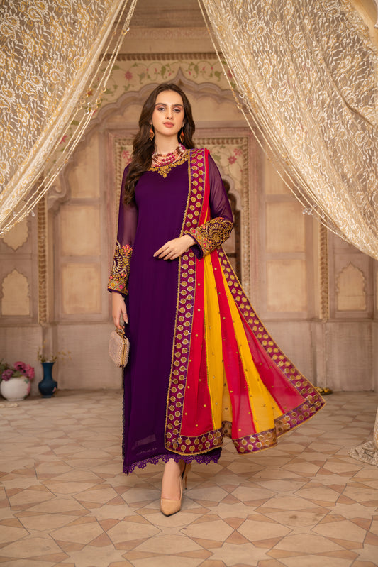Chiffon Embroidered Formal Dress by Aleezay 10