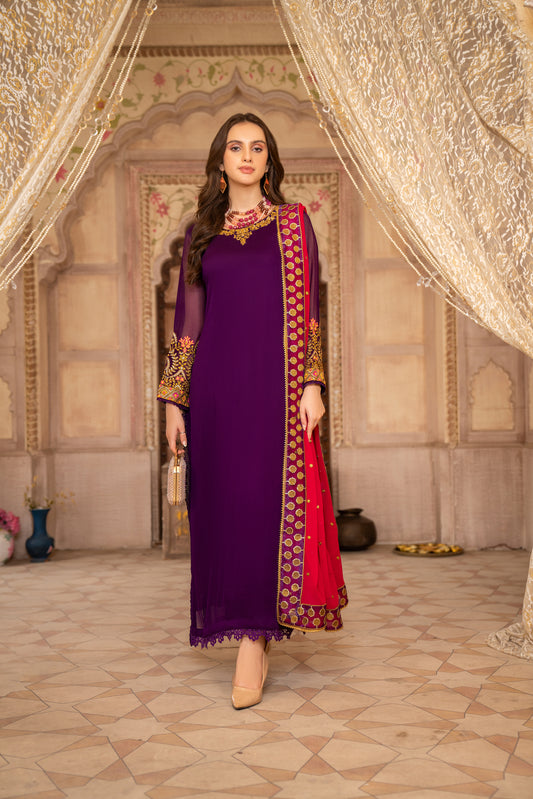 Chiffon Embroidered Formal Dress by Aleezay 10