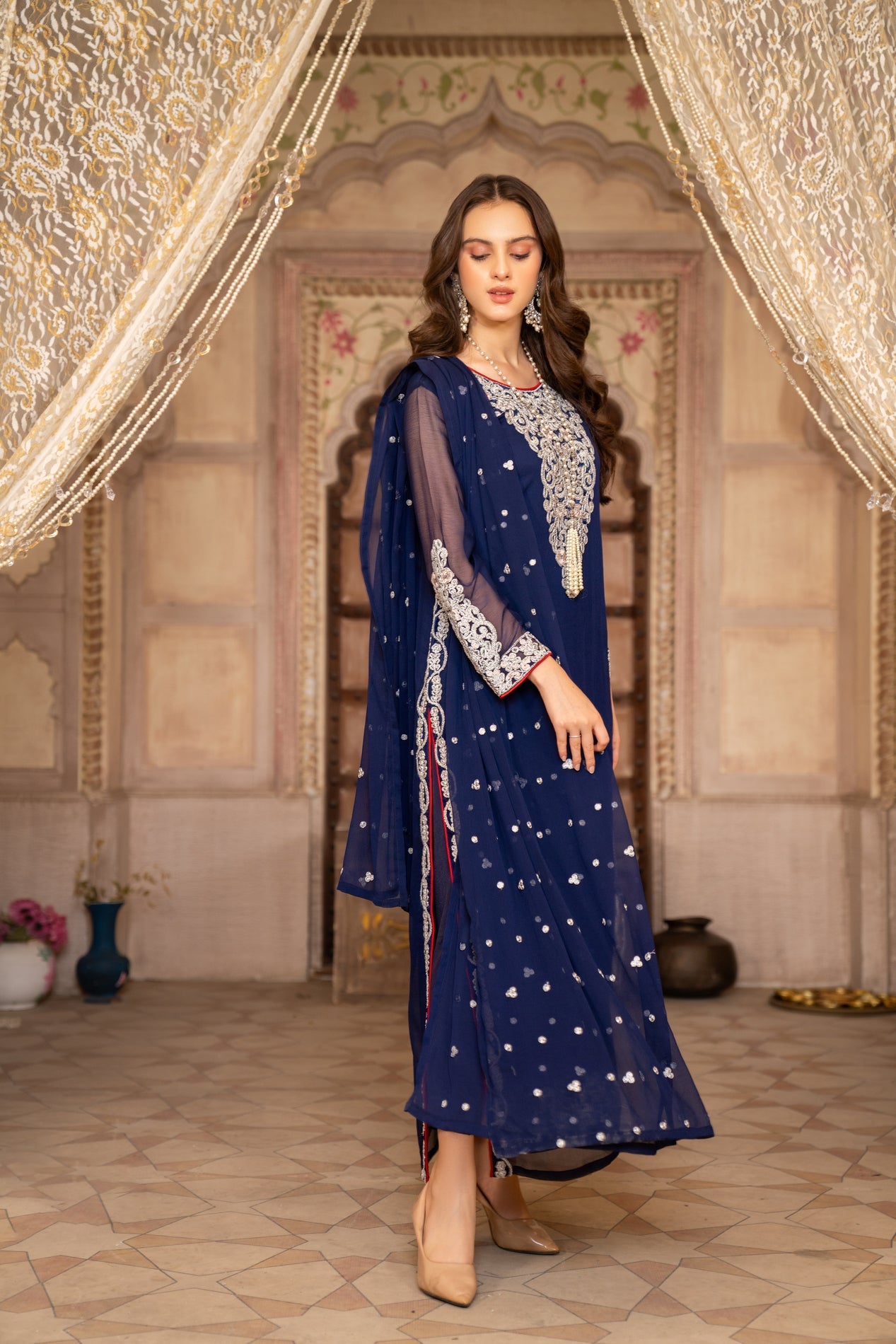 Chiffon Embroidered Formal Dress by Aleezay 07