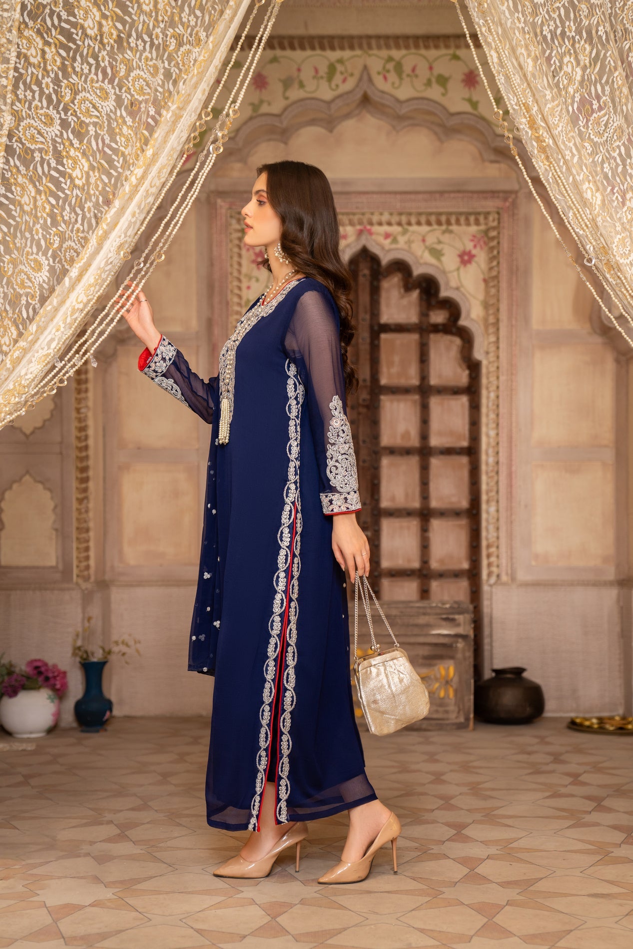 Chiffon Embroidered Formal Dress by Aleezay 07