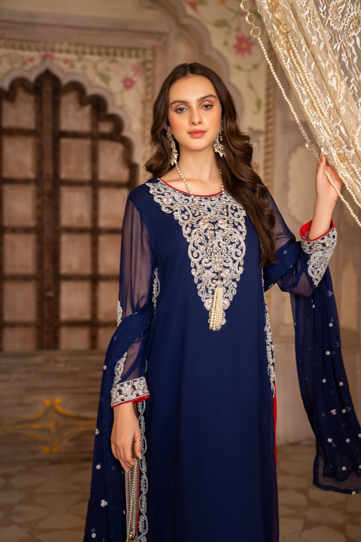 Chiffon Embroidered Formal Dress by Aleezay 07