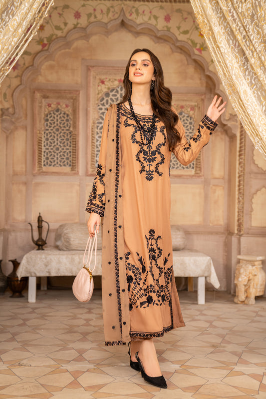 Pure Georgette  Embroidered Dress by Aleezay 06