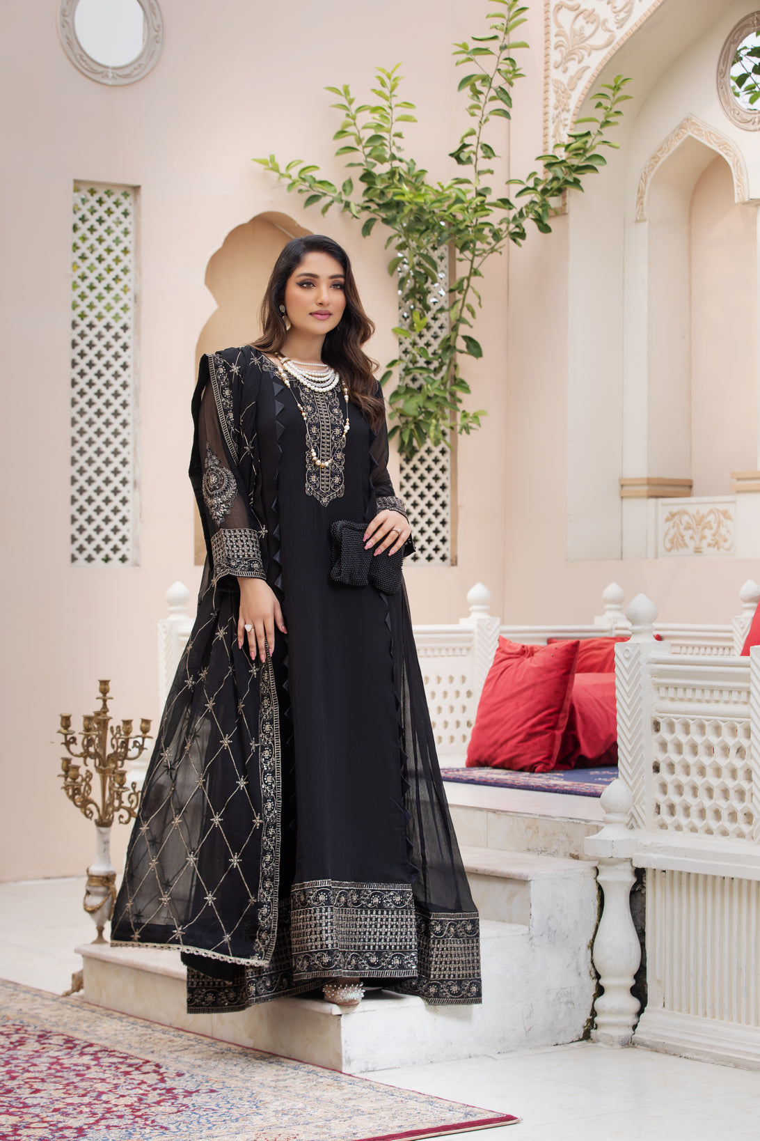 Chiffon Embroidered Formal Dress by Aleezay 16