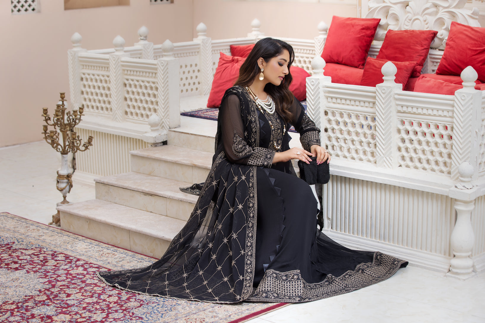 Chiffon Embroidered Formal Dress by Aleezay 16