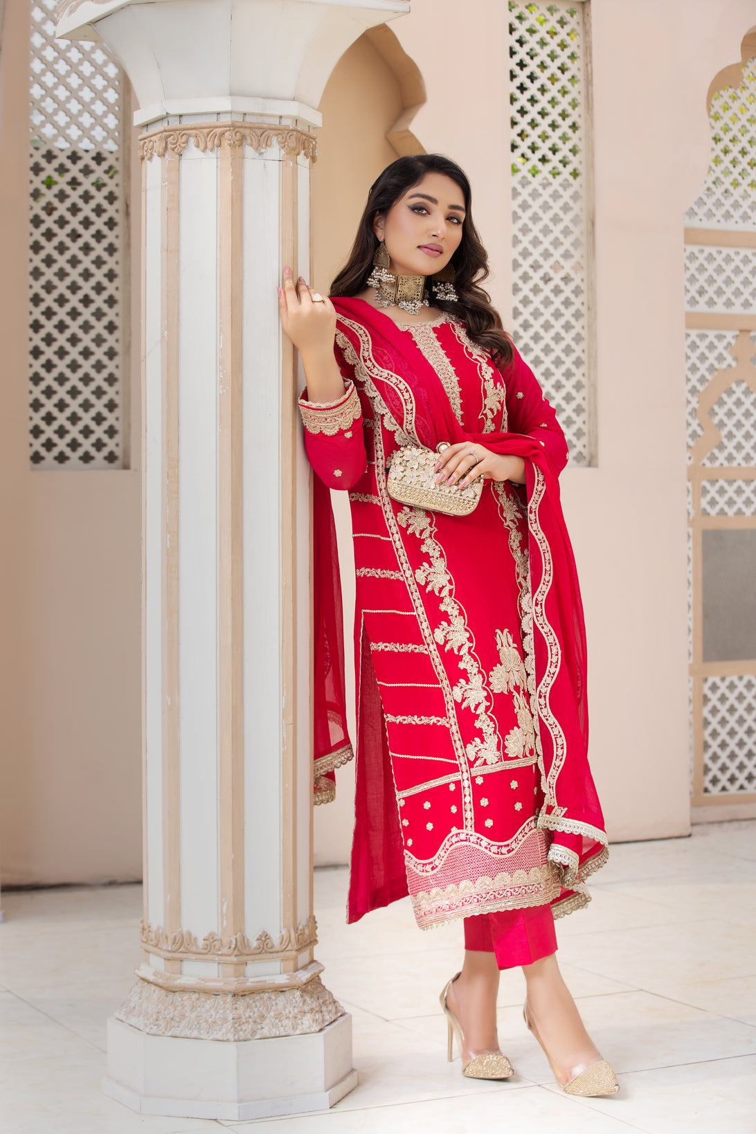 Chiffon Embroidered Formal Dress by Aleezay 14