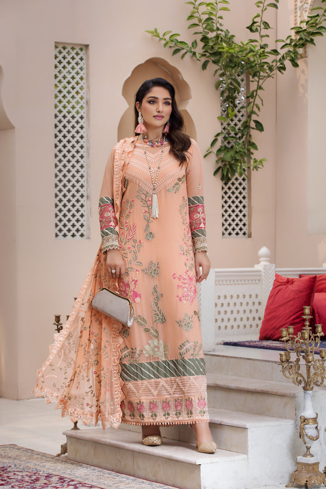 Chiffon Embroidered Formal Dress by Aleezay AZA15