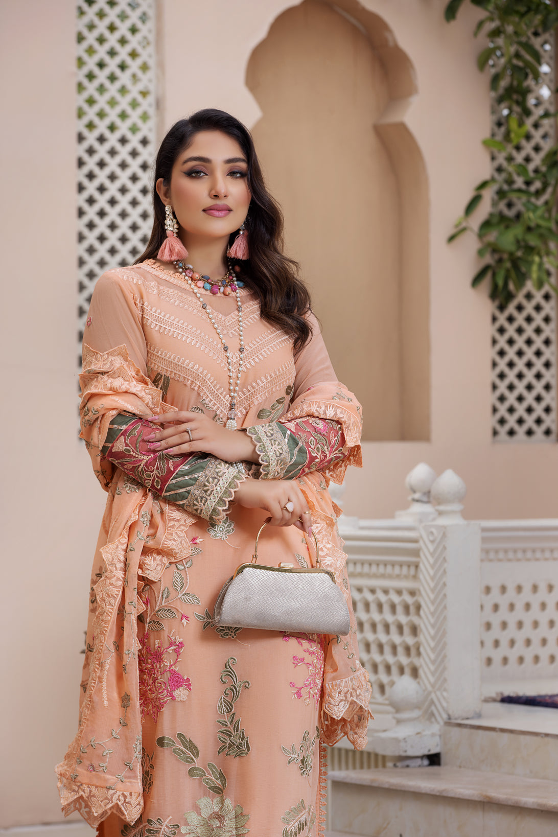 Chiffon Embroidered Formal Dress by Aleezay AZA15