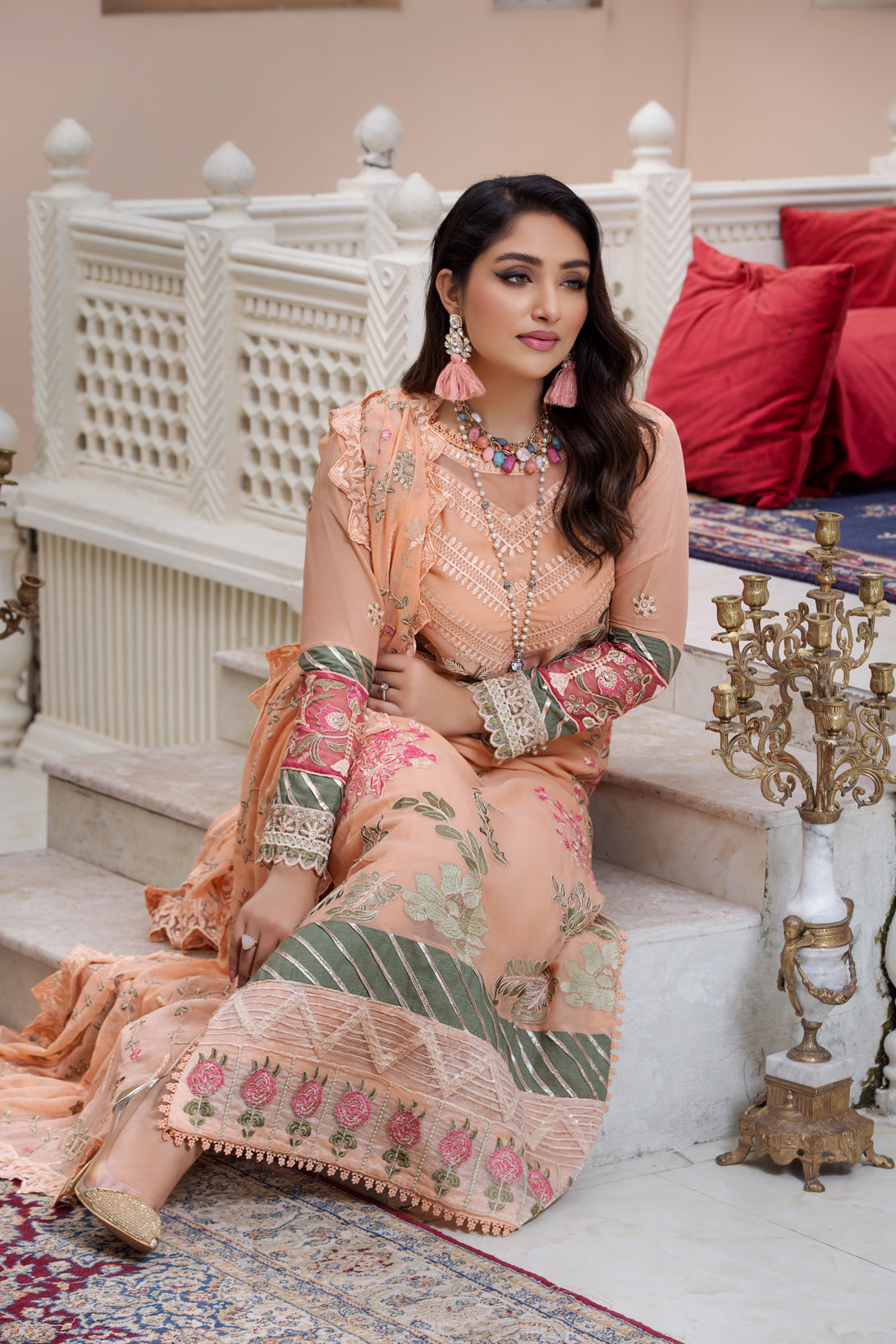 Chiffon Embroidered Formal Dress by Aleezay AZA15