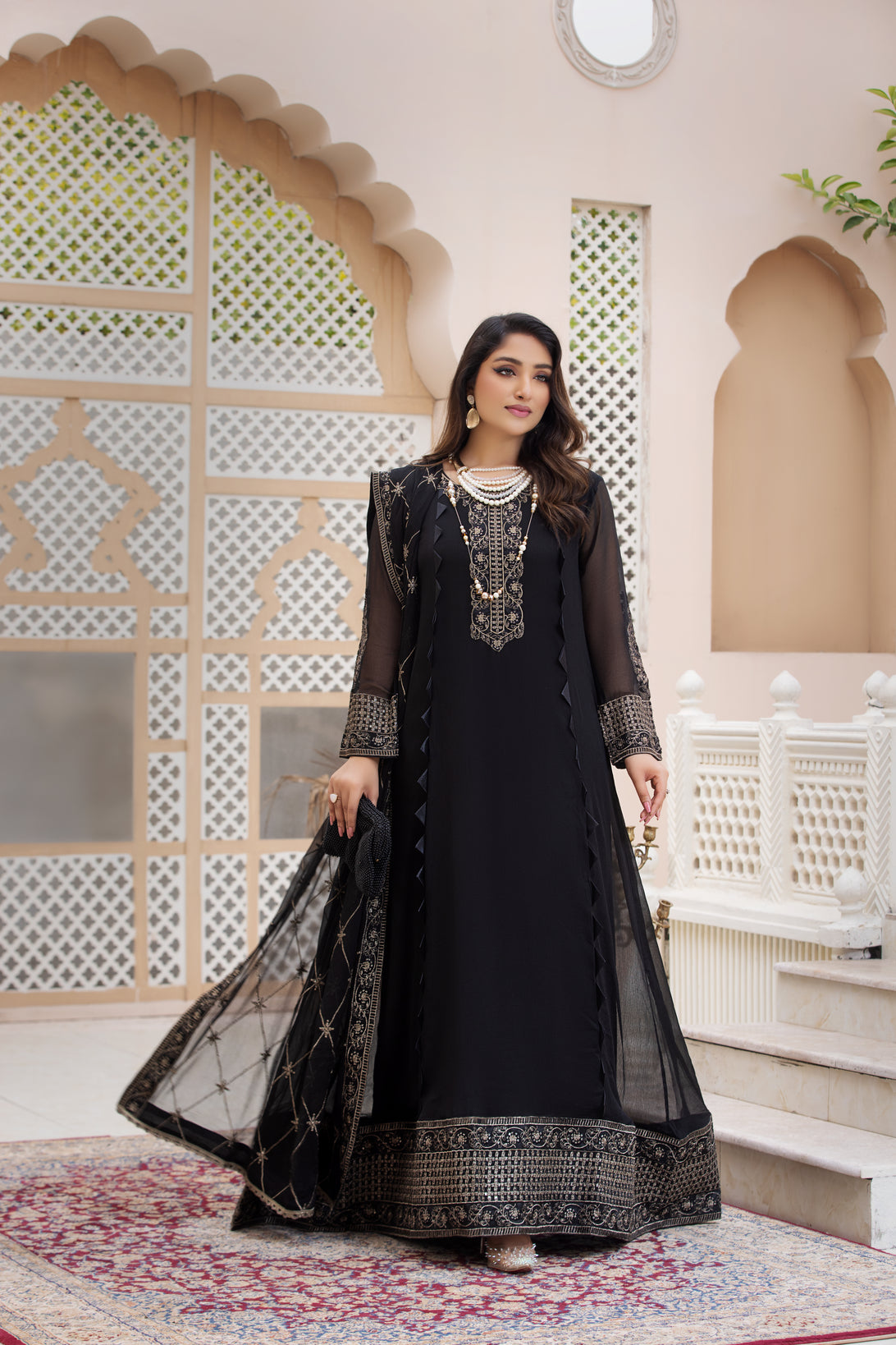 Chiffon Embroidered Formal Dress by Aleezay 16