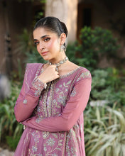 Arooj 3pc Embroidered Chiffon Suit with Net Dupatta & Printed Lehenga – Ready to Wear