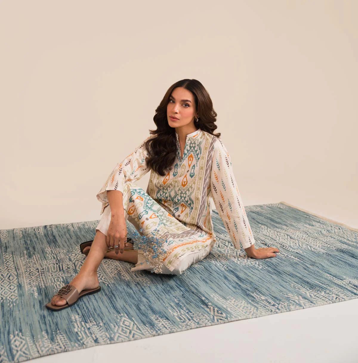 Aztec Cotton Satin Dress by Sahar