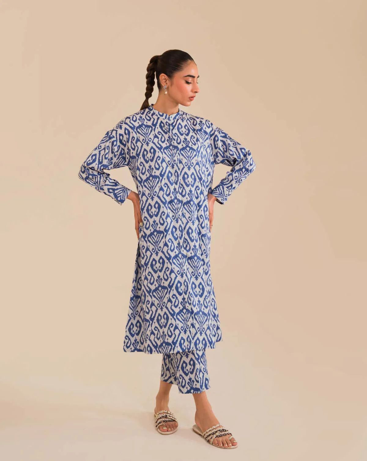 Azure Cotton Satin Dress by Sahar