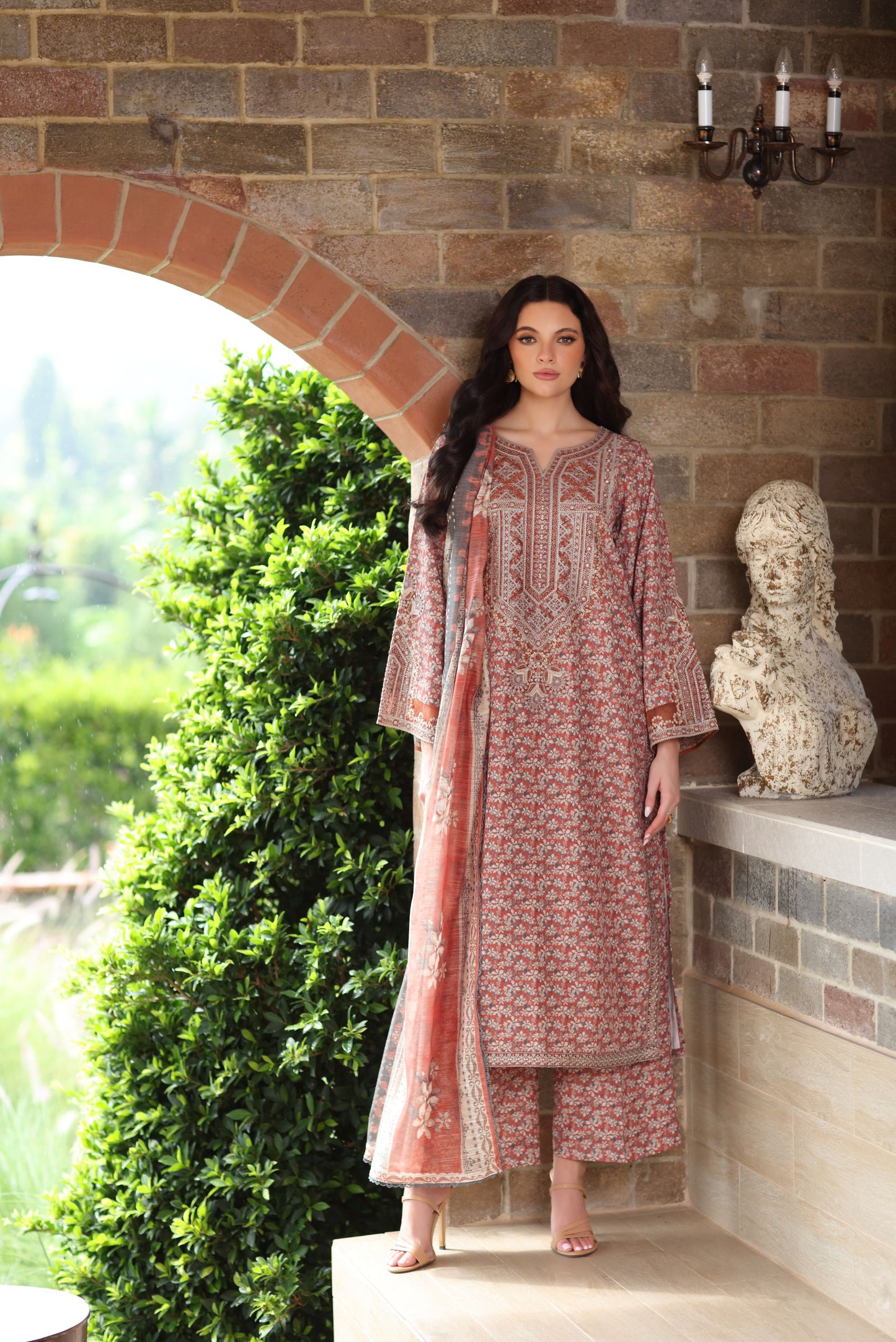 Serene by Mohagni Soft Terracotta Khaddar 3pc Winter Suit SBM8