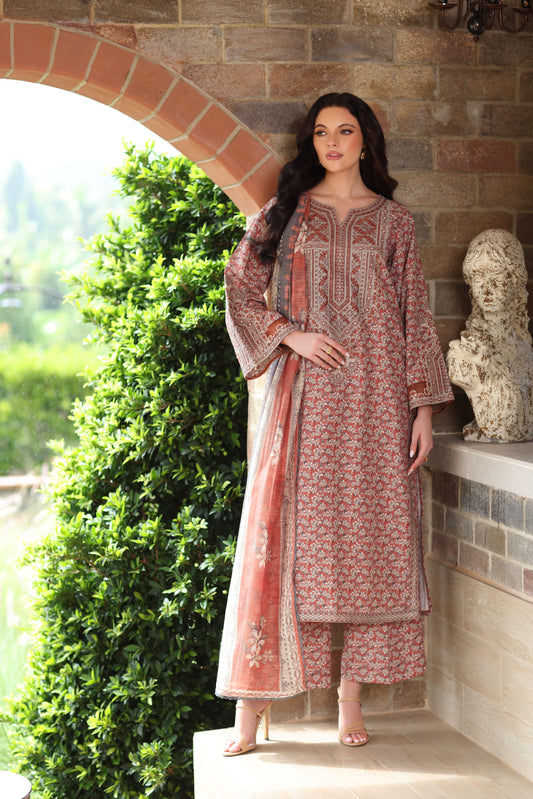 Serene by Mohagni Soft Terracotta Khaddar 3pc Winter Suit SBM8