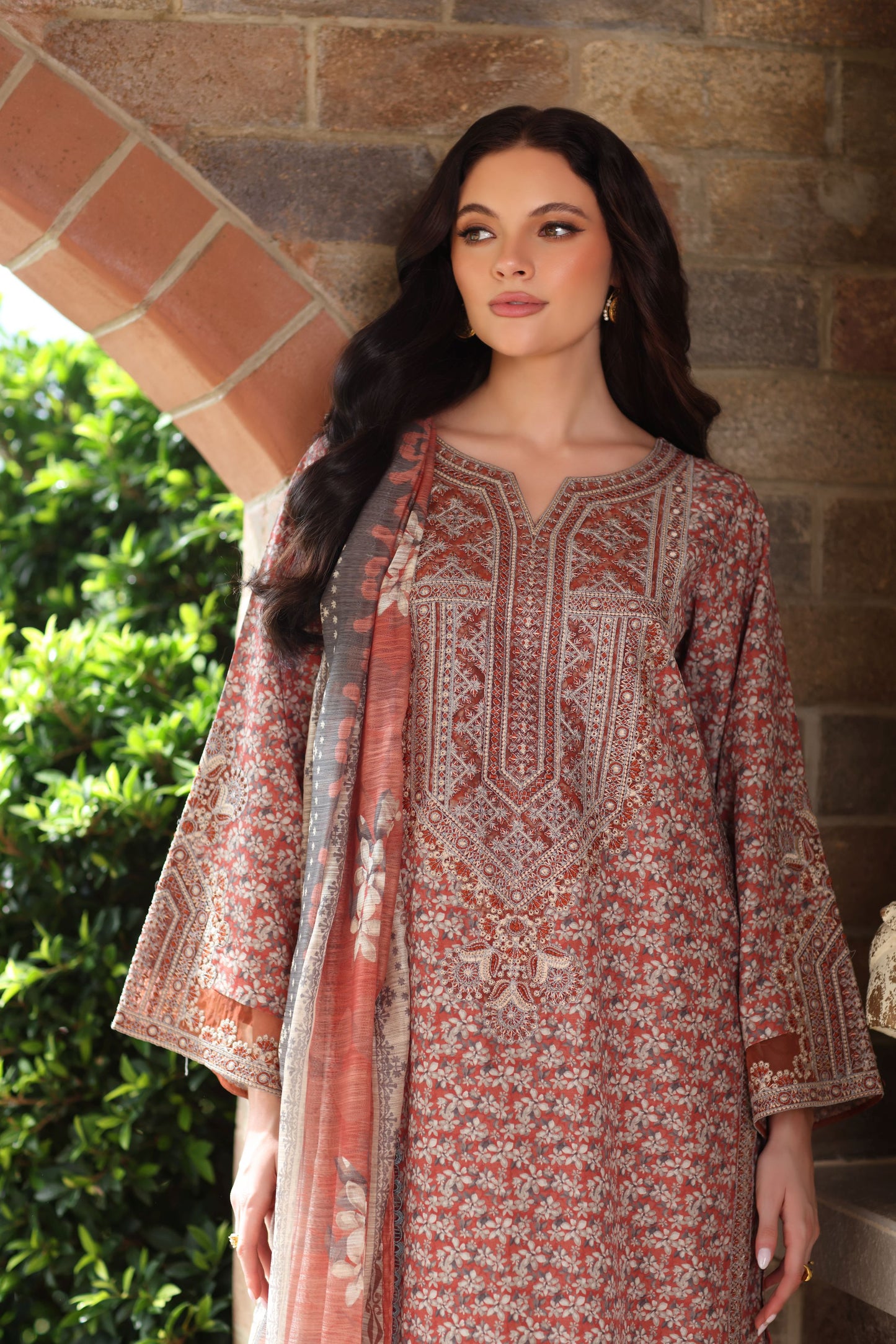 Serene by Mohagni Soft Terracotta Khaddar 3pc Winter Suit SBM8