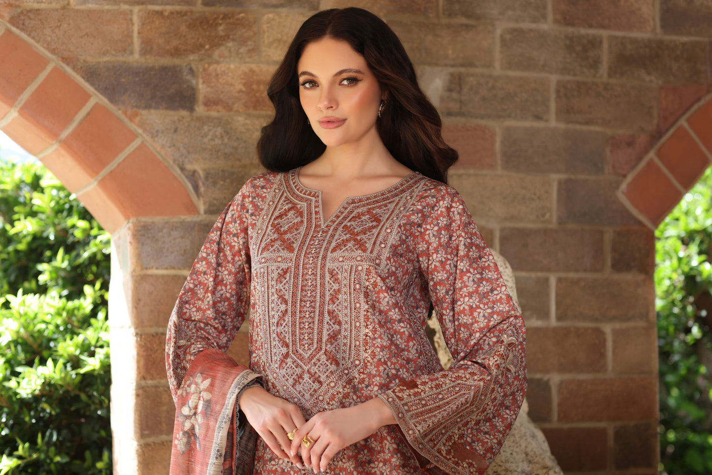 Serene by Mohagni Soft Terracotta Khaddar 3pc Winter Suit SBM8