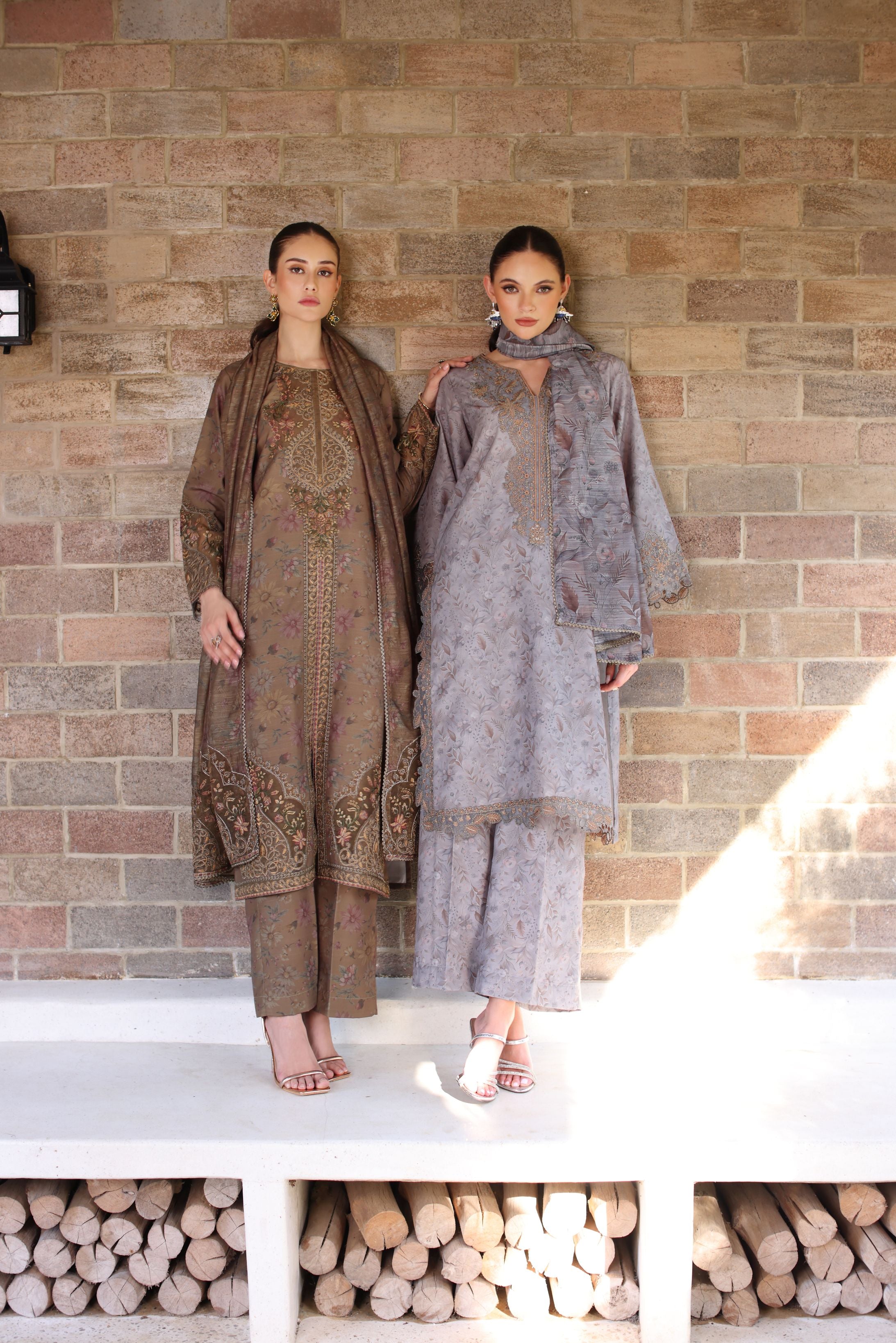 Serene by Mohagni Olive Khaddar 3Pc Winter Suit SBM5