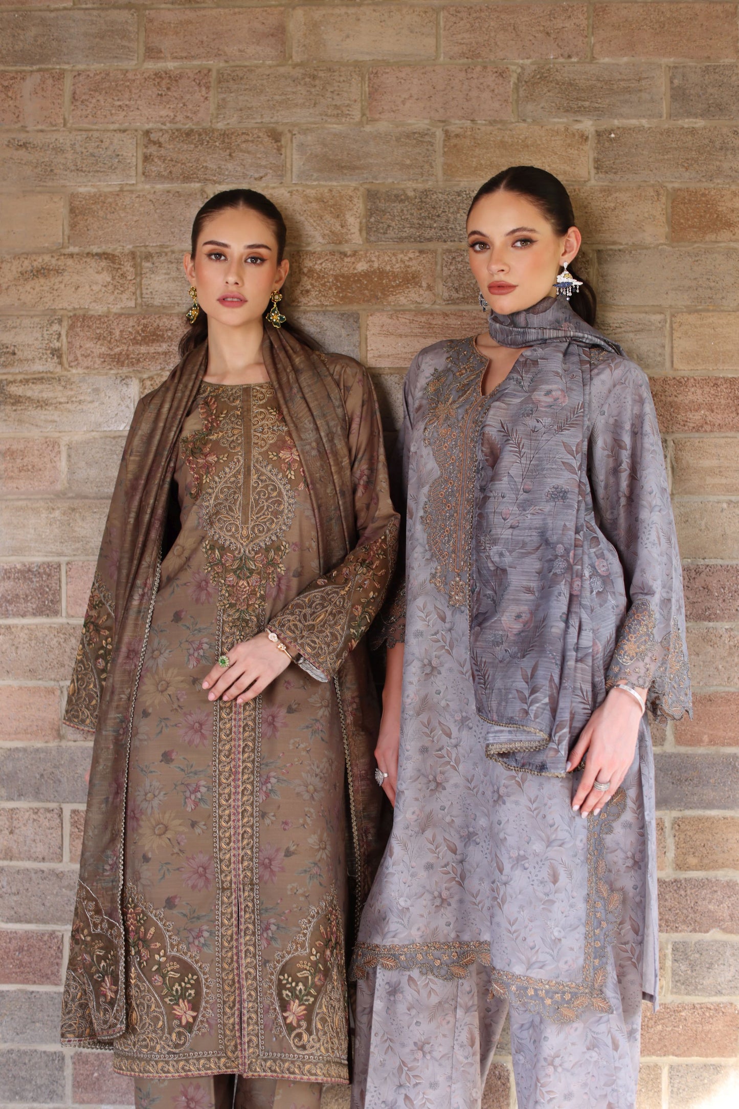 Serene by Mohagni Taupe Grey Khaddar 3Pc Winter Suit SBM4