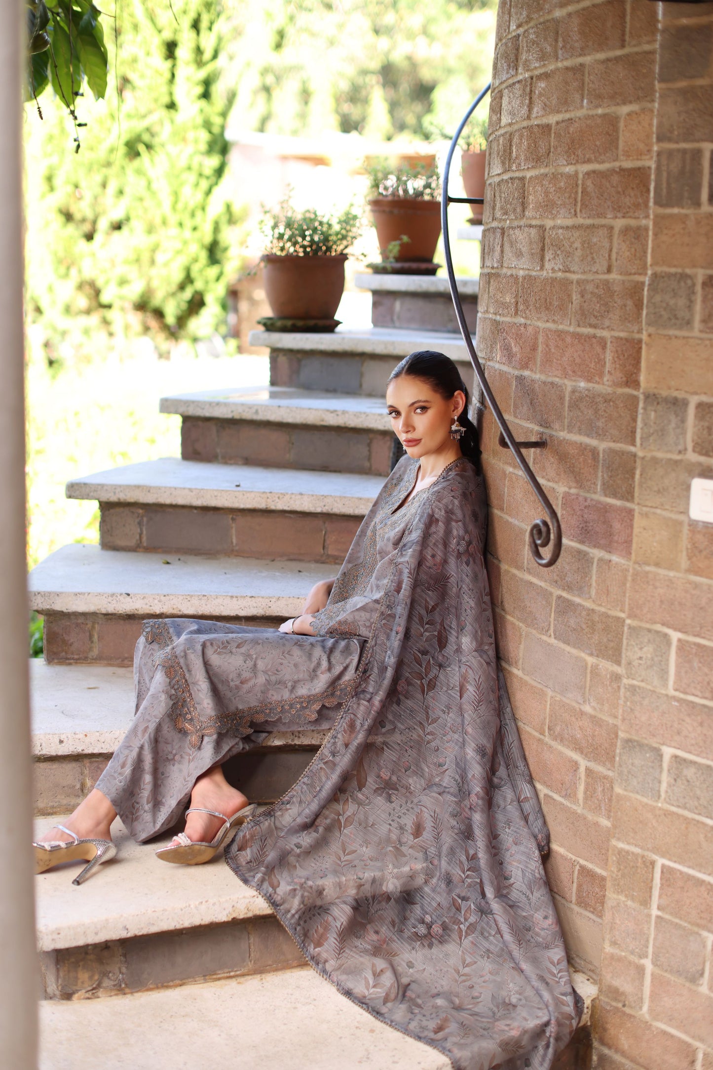 Serene by Mohagni Taupe Grey Khaddar 3Pc Winter Suit SBM4