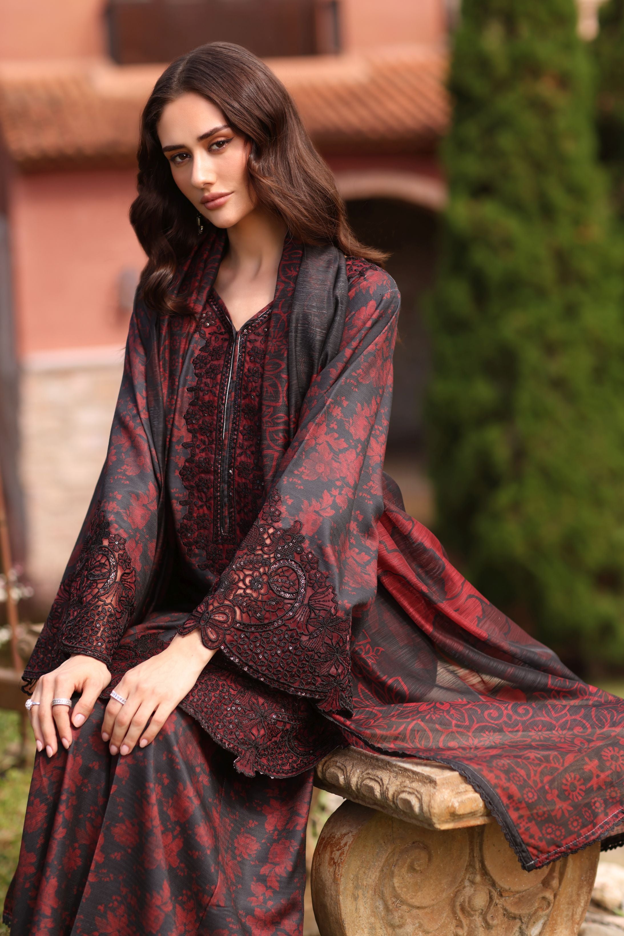 Serene by Mohagni Black Khaddar 3Pc Winter Suit SBM9