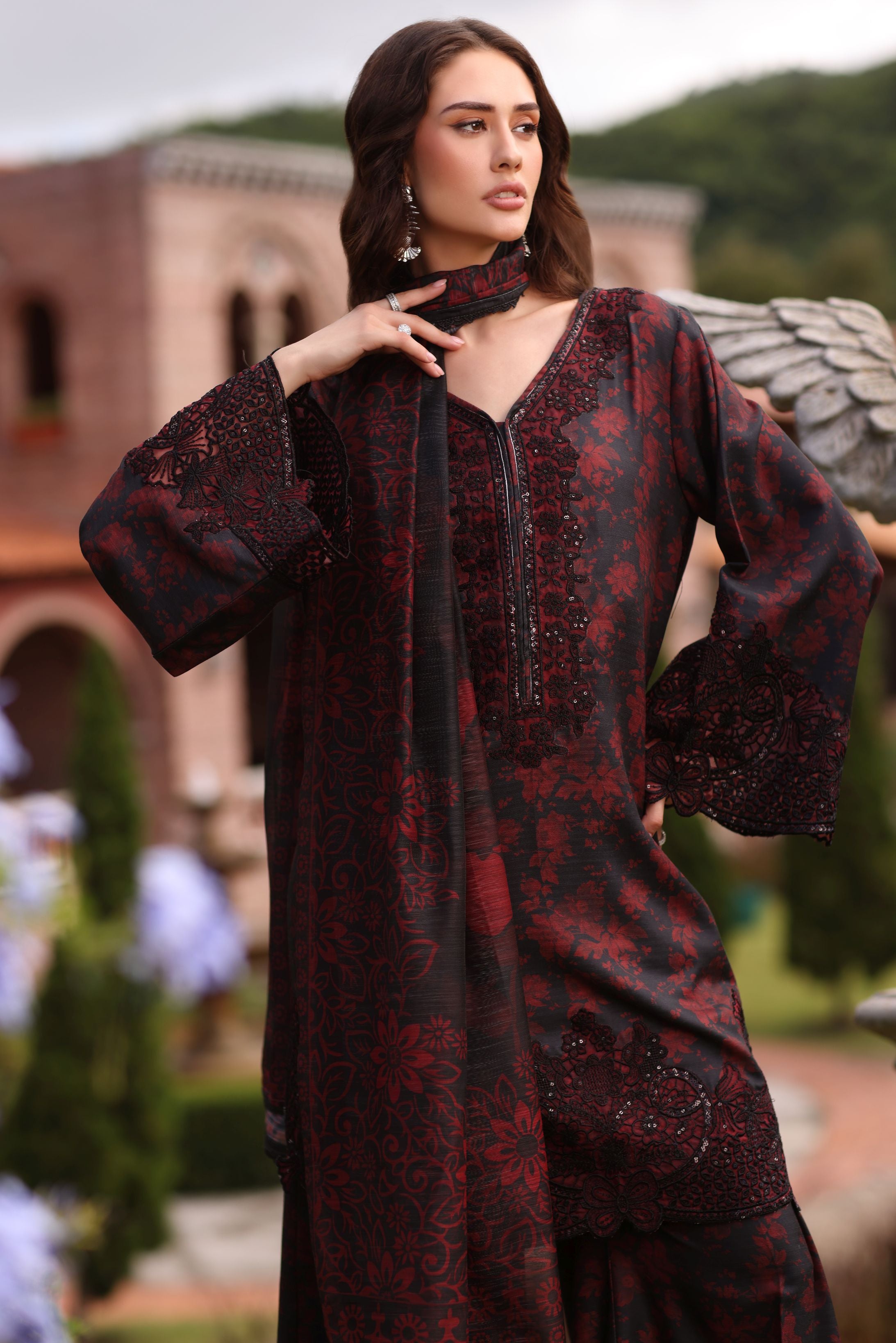 Serene by Mohagni Black Khaddar 3Pc Winter Suit SBM9