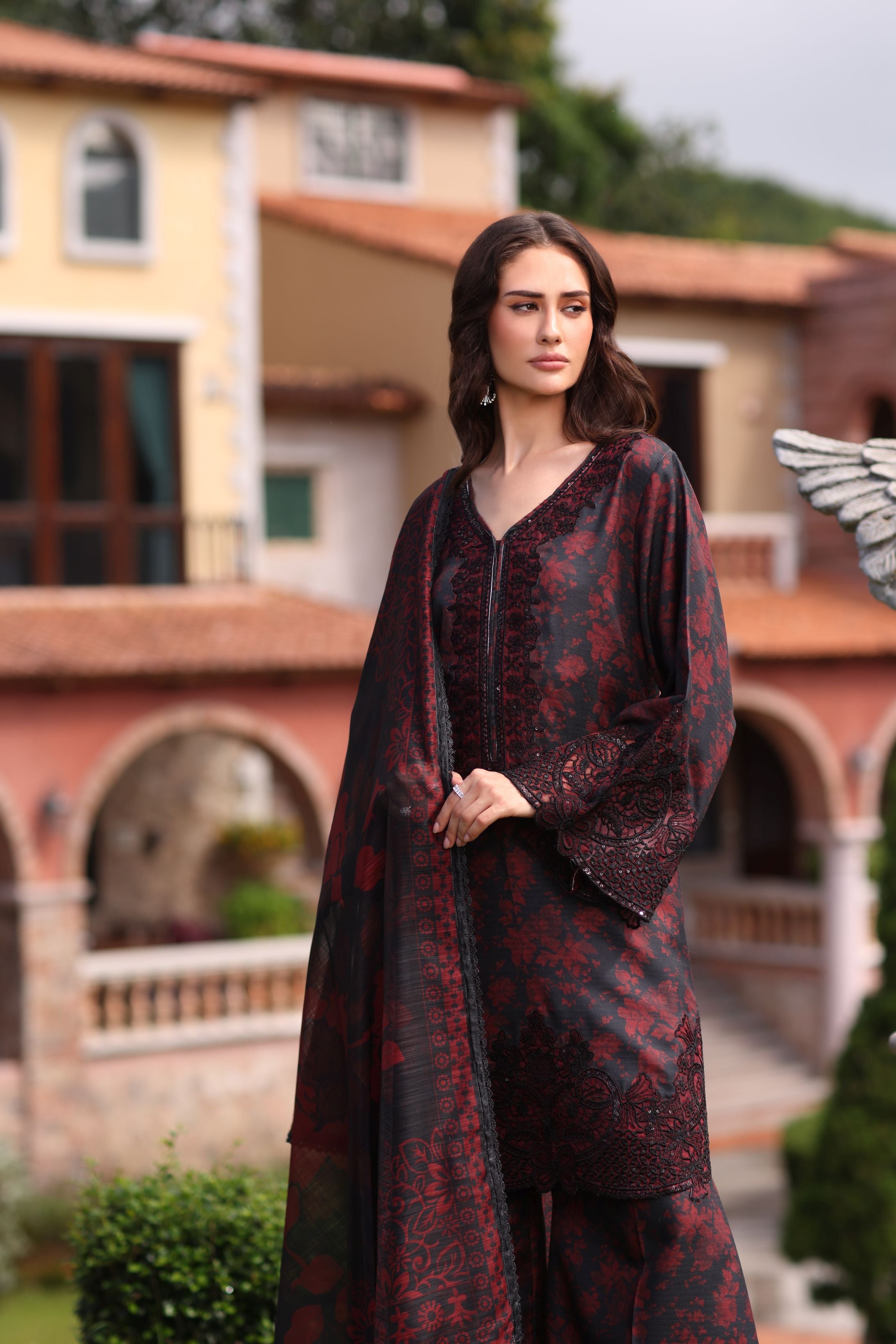 Serene by Mohagni Black Khaddar 3Pc Winter Suit SBM9