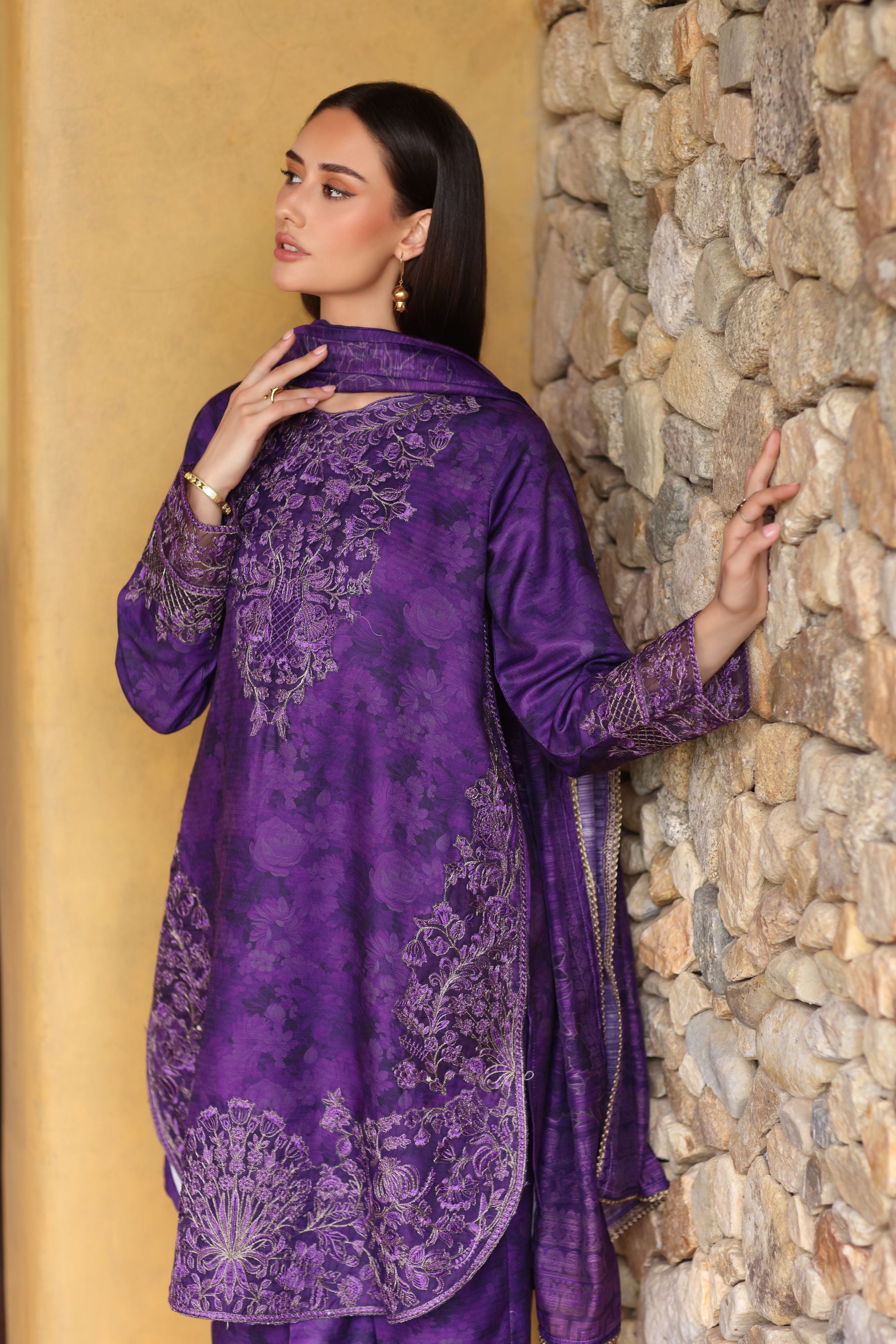 Serene by Mohagni Royal Purple Khaddar 3Pc Winter Suit SBM6