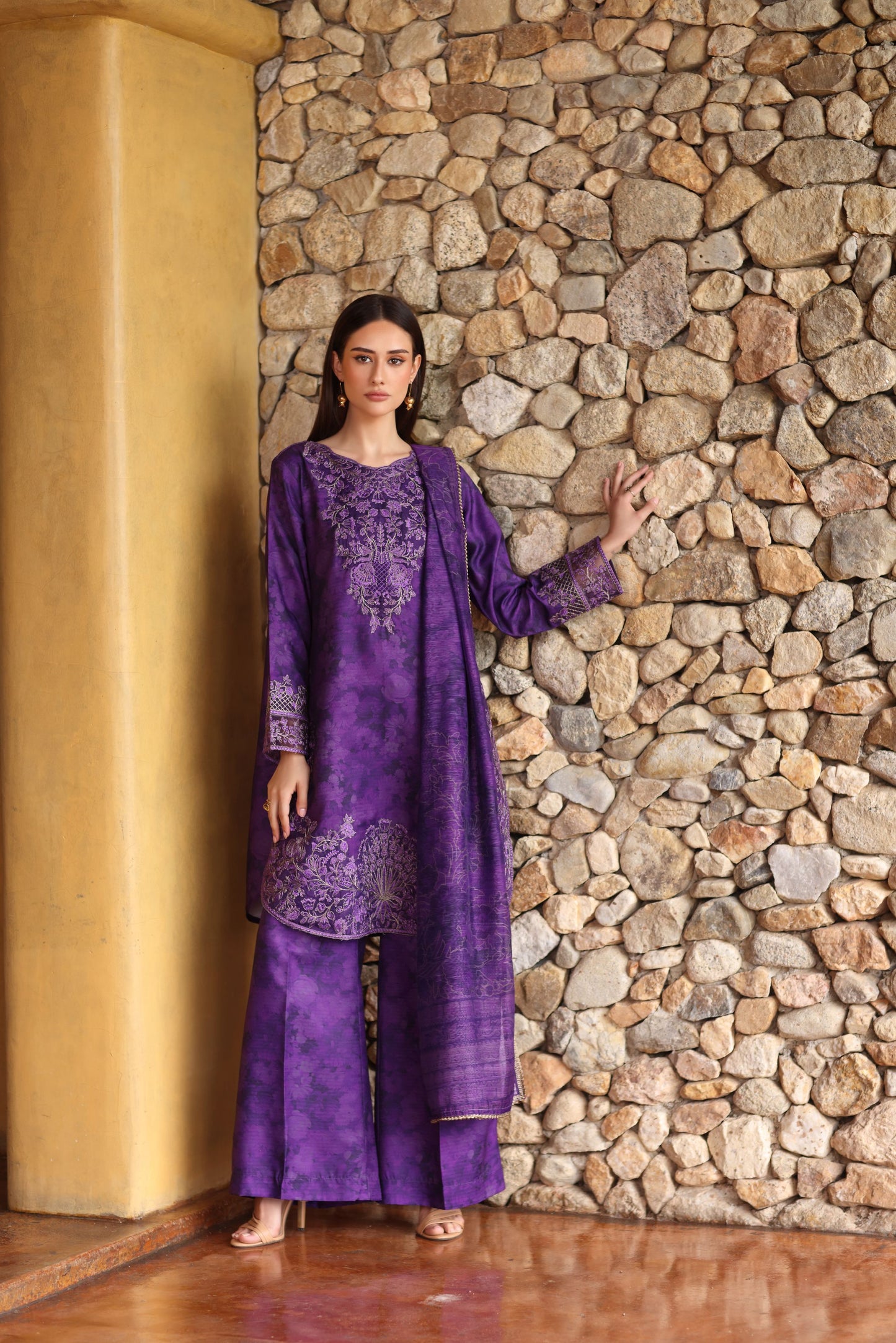 Serene by Mohagni Royal Purple Khaddar 3Pc Winter Suit SBM6