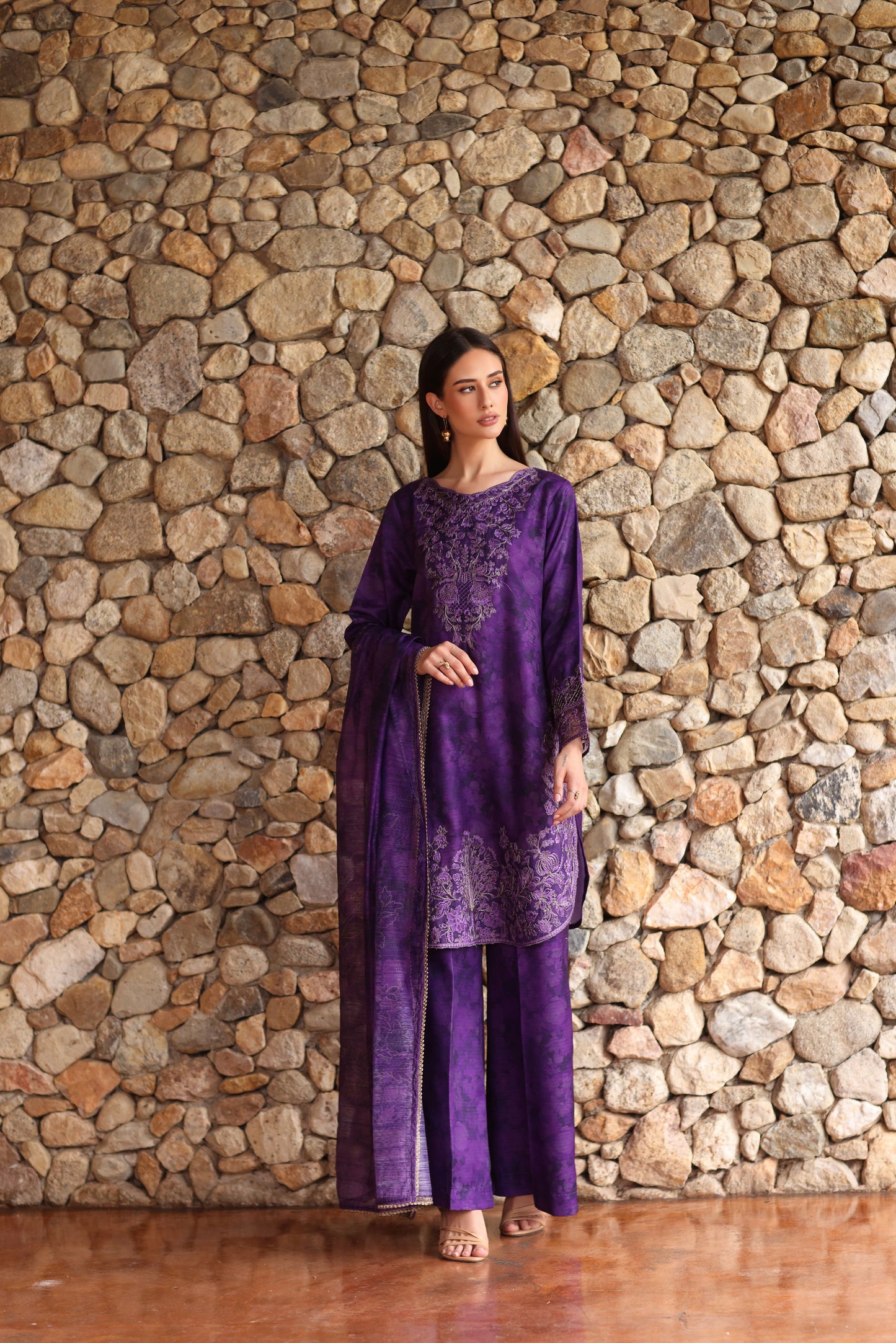 Serene by Mohagni Royal Purple Khaddar 3Pc Winter Suit SBM6