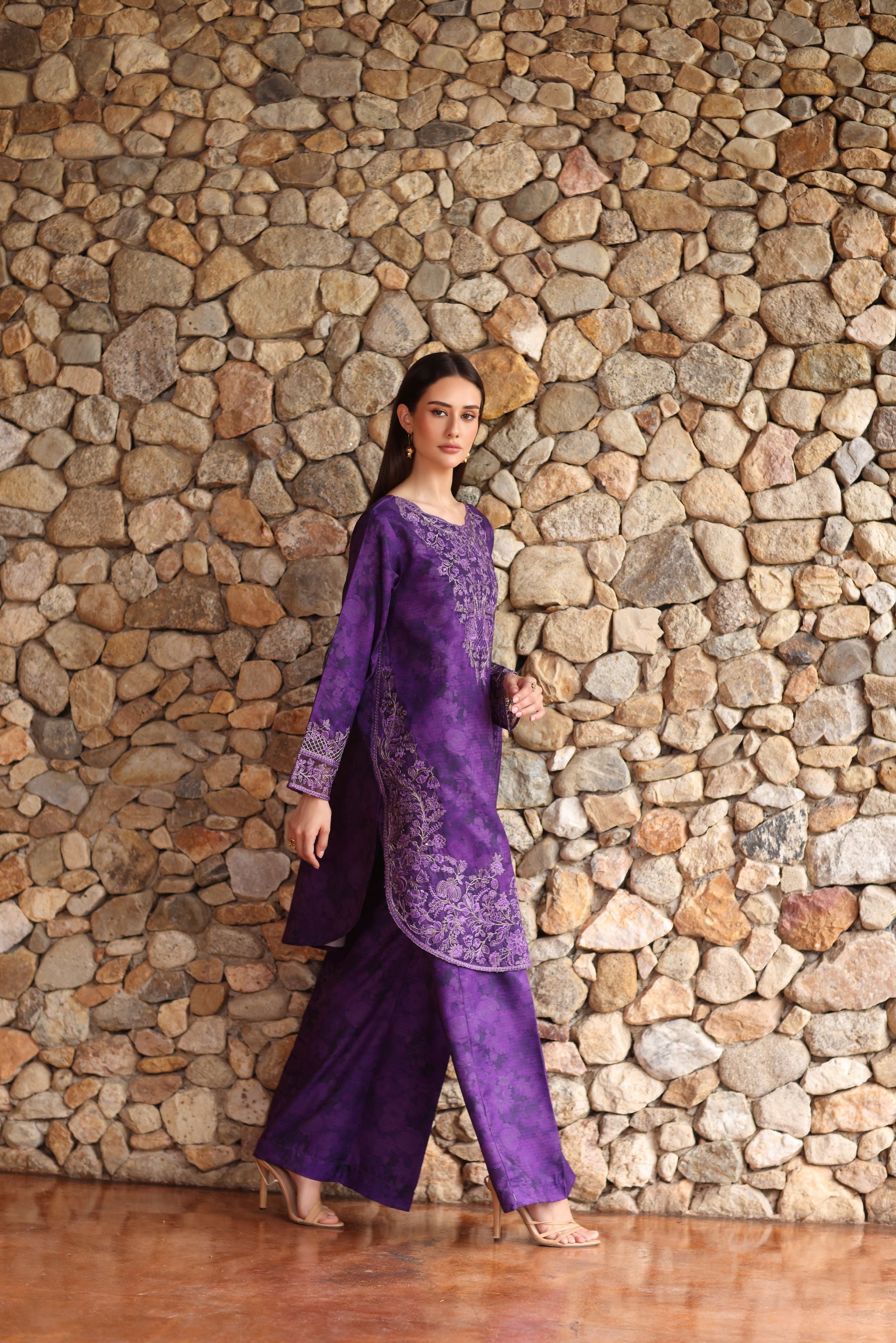 Serene by Mohagni Royal Purple Khaddar 3Pc Winter Suit SBM6