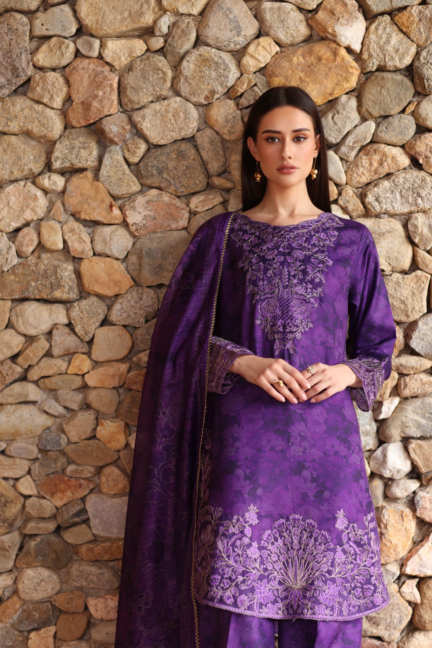 Serene by Mohagni Royal Purple Khaddar 3Pc Winter Suit SBM6
