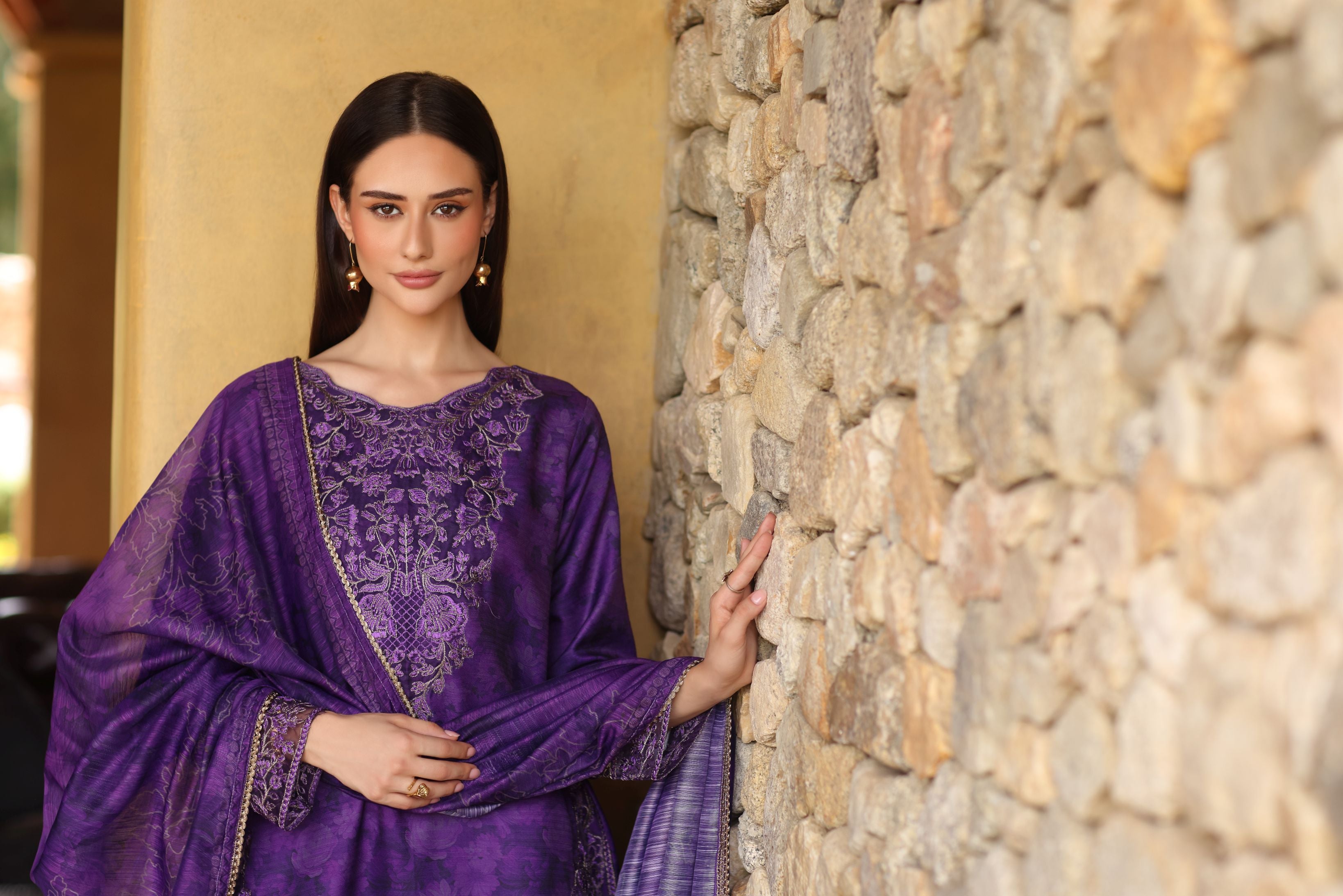 Serene by Mohagni Royal Purple Khaddar 3Pc Winter Suit SBM6