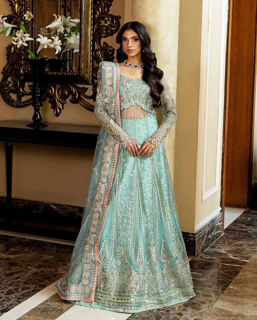 Mushq 3pc Mint Green Formal Lehenga Dress – Bindu