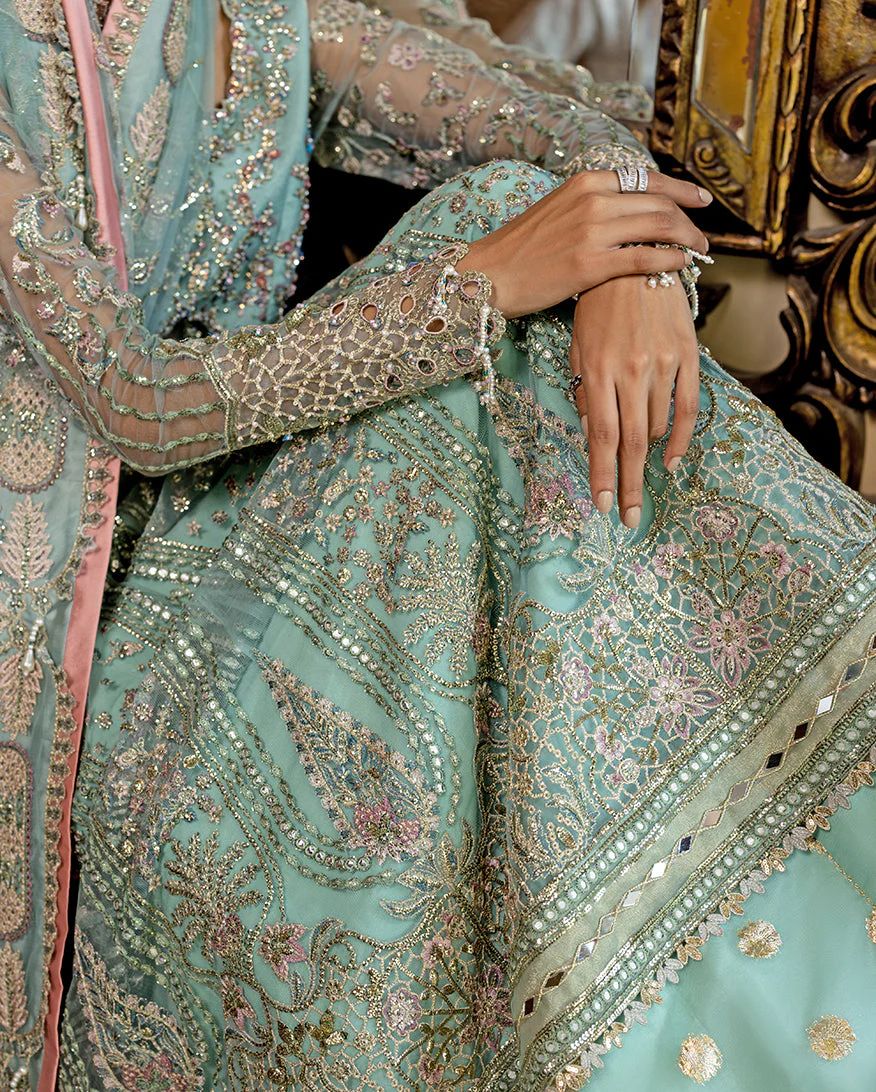 Mushq 3pc Mint Green Formal Lehenga Dress – Bindu