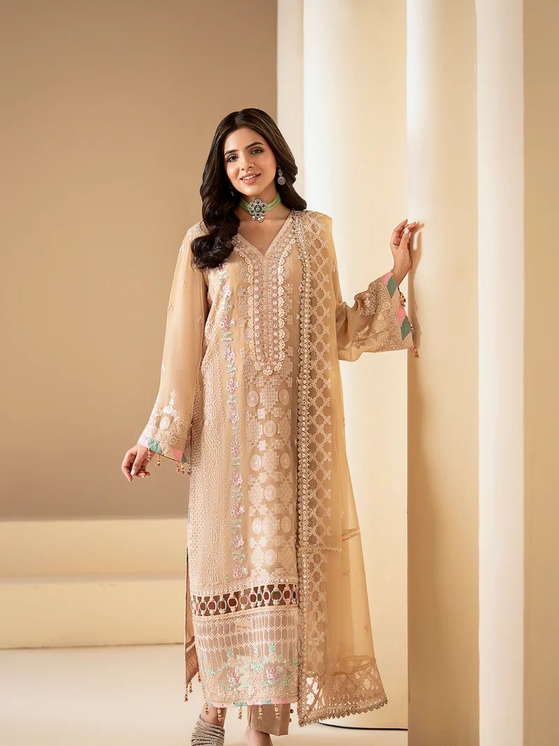 Sakeena Noire Embroidered Chiffon 3 Piece Suit – NSH1